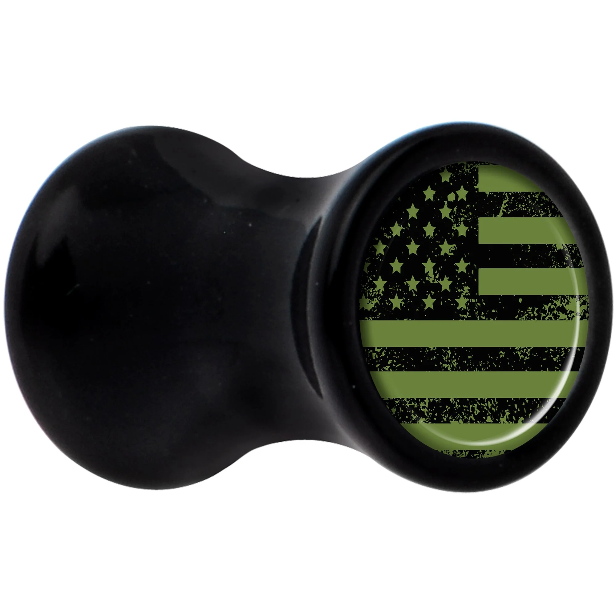 Black Acrylic Green American Flag Saddle Plug Set 4G - Image 2