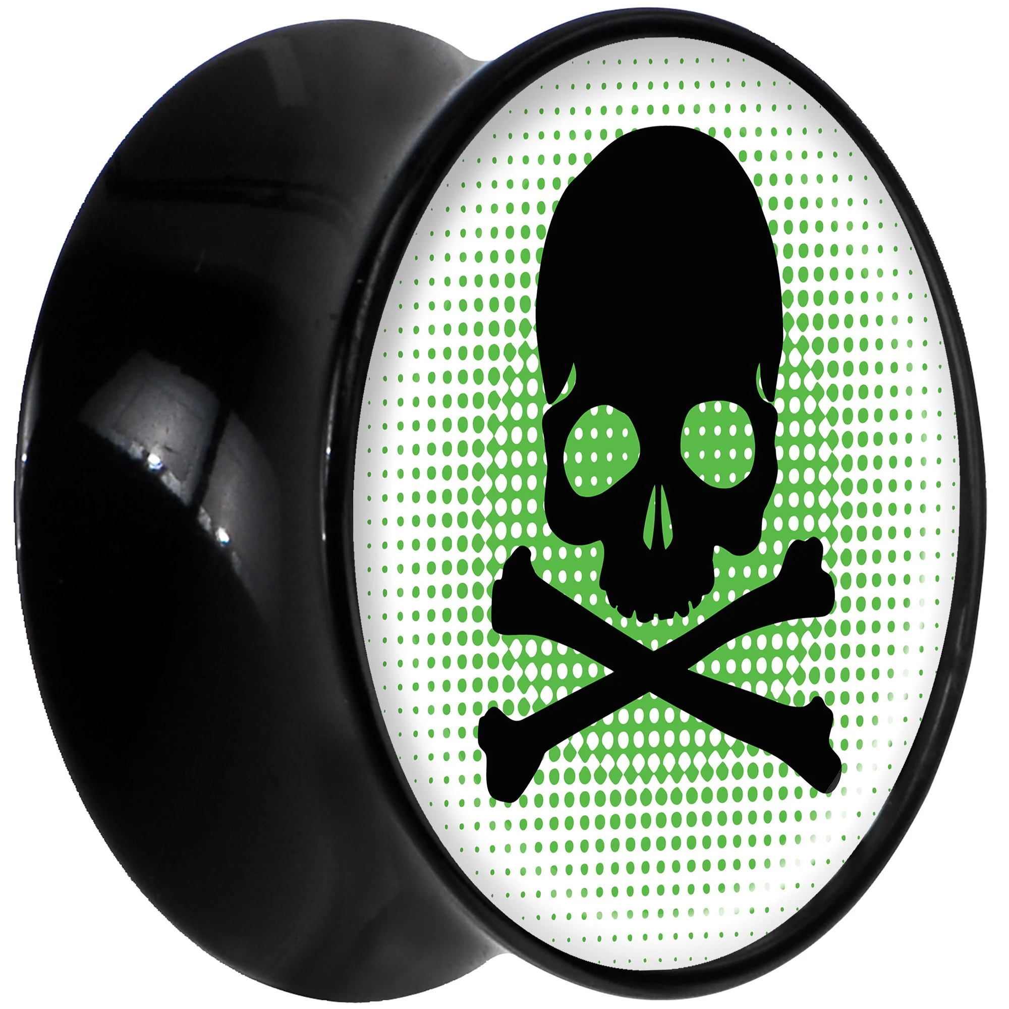 Black Acrylic Green Black Skull Saddle Plug Set 18mm - Image 2