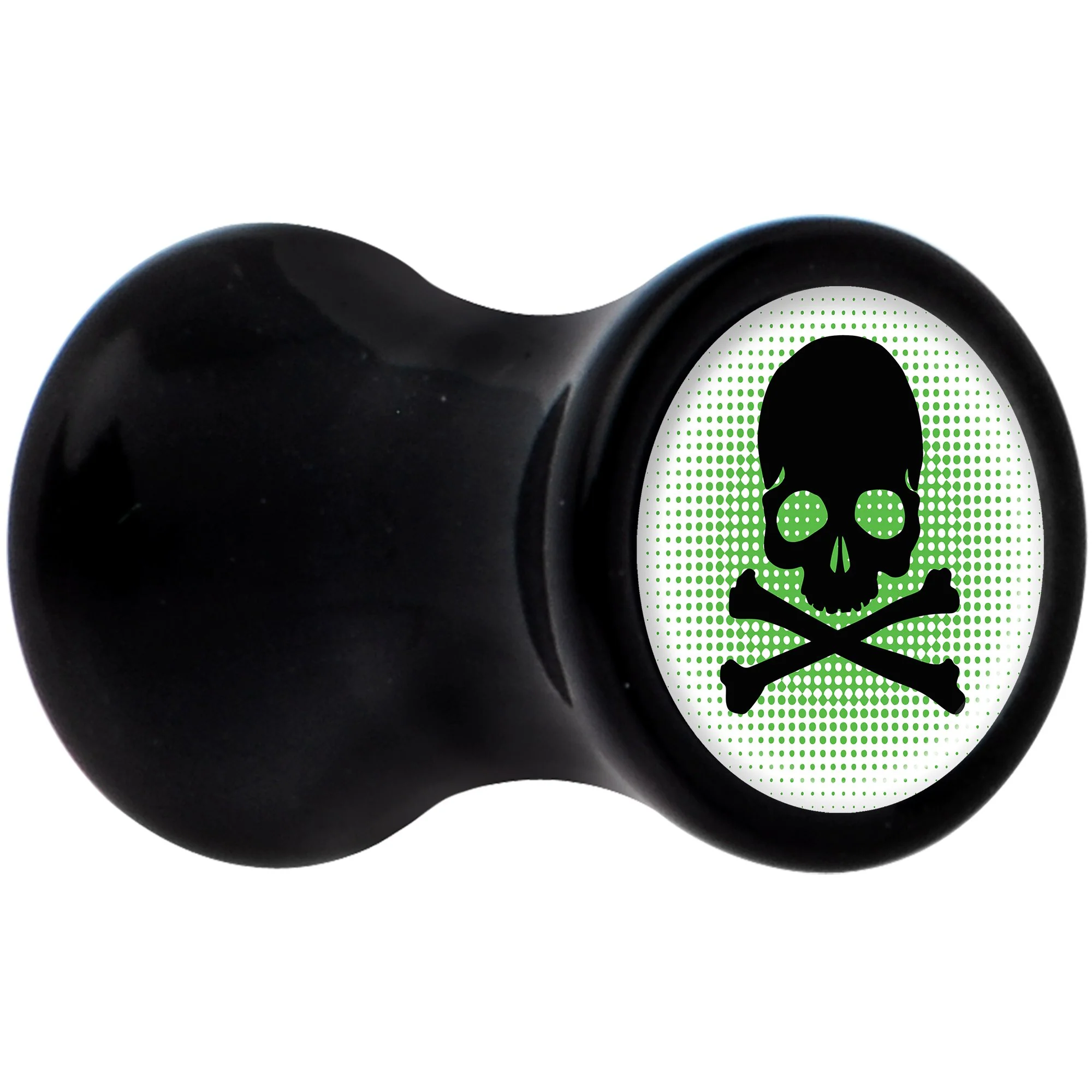 Black Acrylic Green Black Skull Saddle Plug Set 4G - Image 2