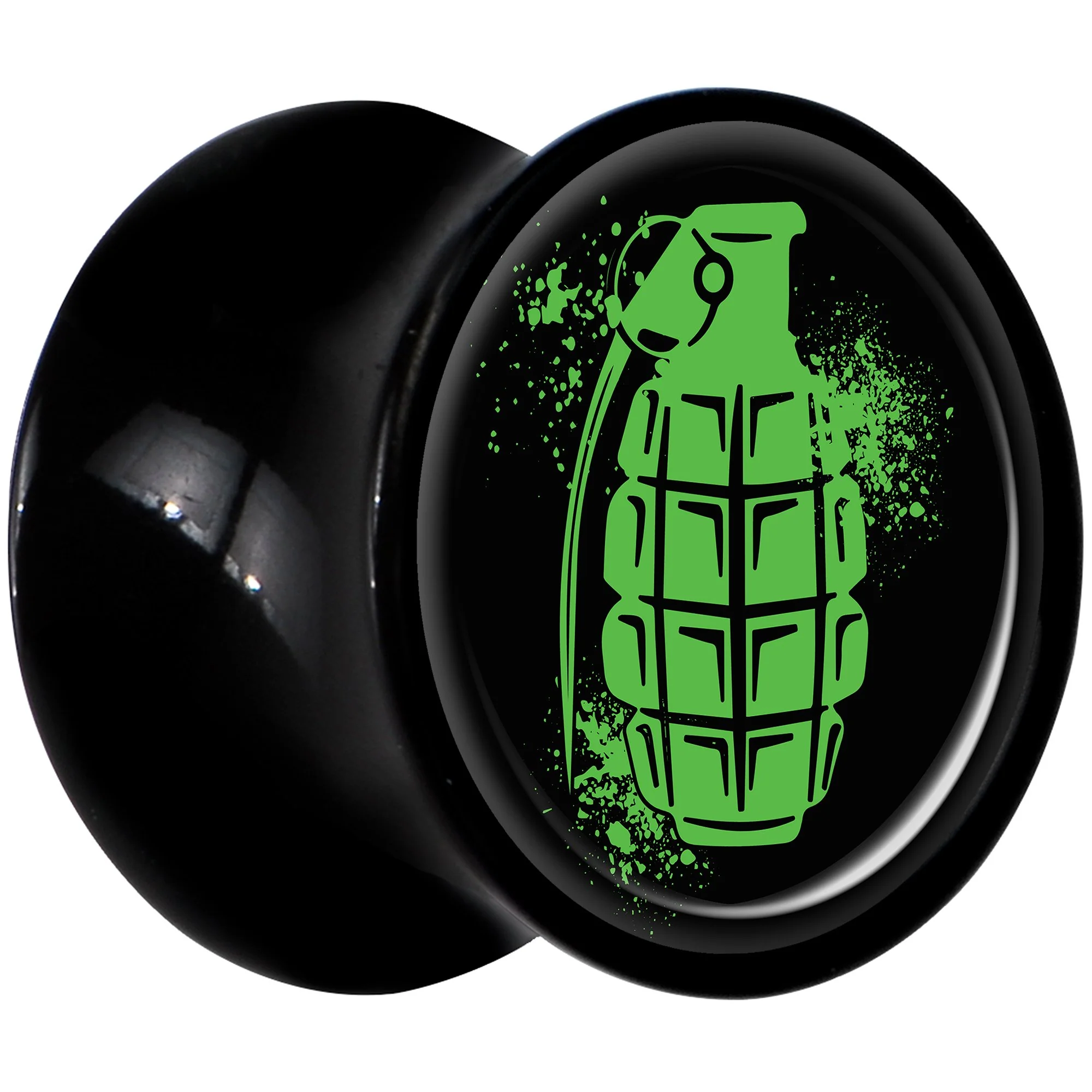 Black Acrylic Green Grenade Saddle Plug Set 00G - Image 2