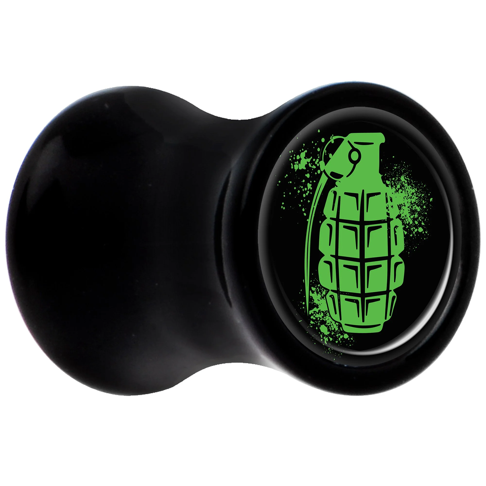Black Acrylic Green Grenade Saddle Plug Set 2G - Image 2