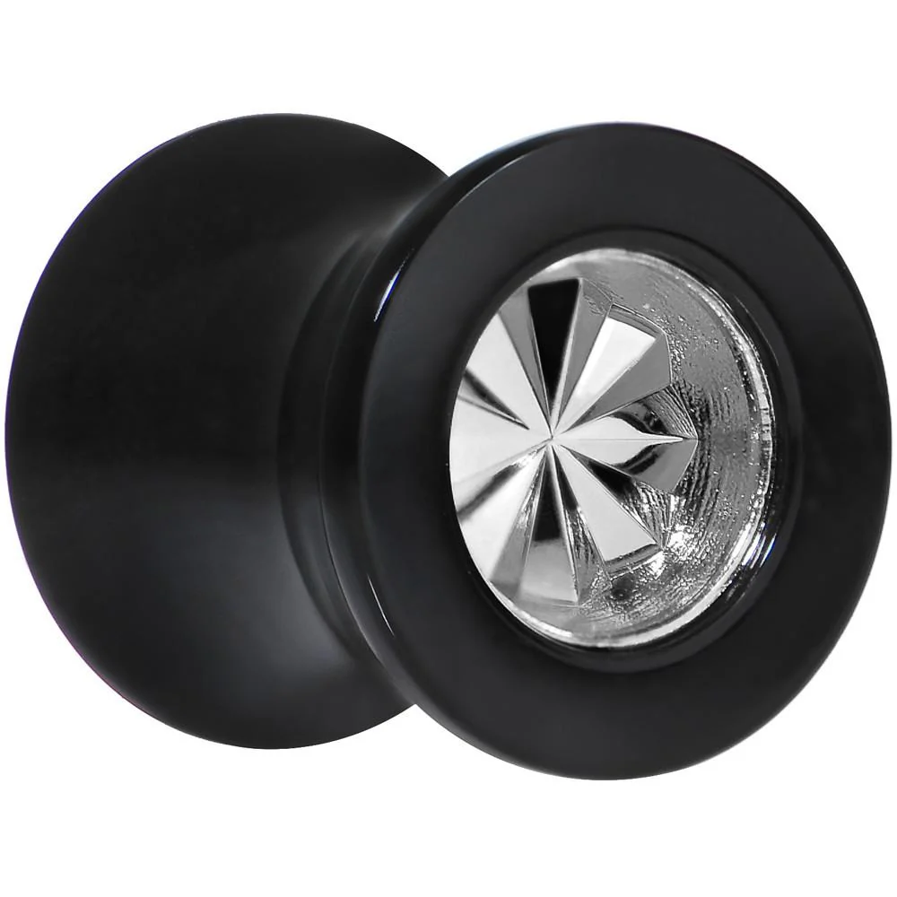 Black Acrylic Grey Flashy Tire Rim Saddle Plug 2G to 20mm - Image 3