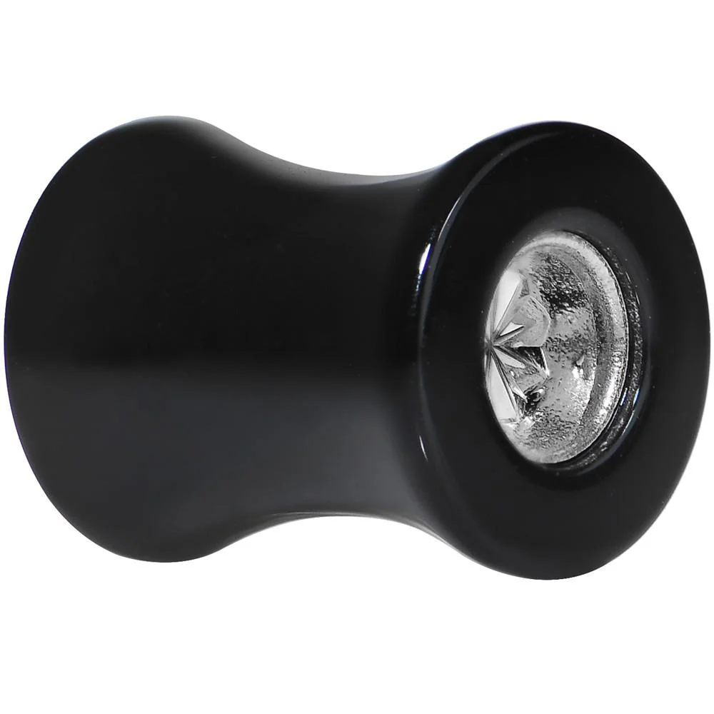 Black Acrylic Grey Flashy Tire Rim Saddle Plug 2G to 20mm - Image 4