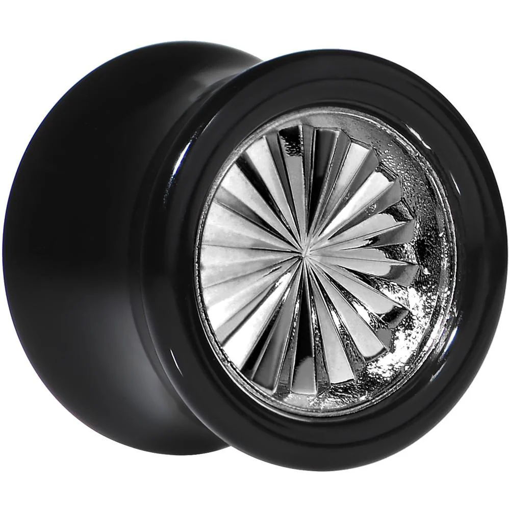 Black Acrylic Grey Flashy Tire Rim Saddle Plug 2G to 20mm - Image 5