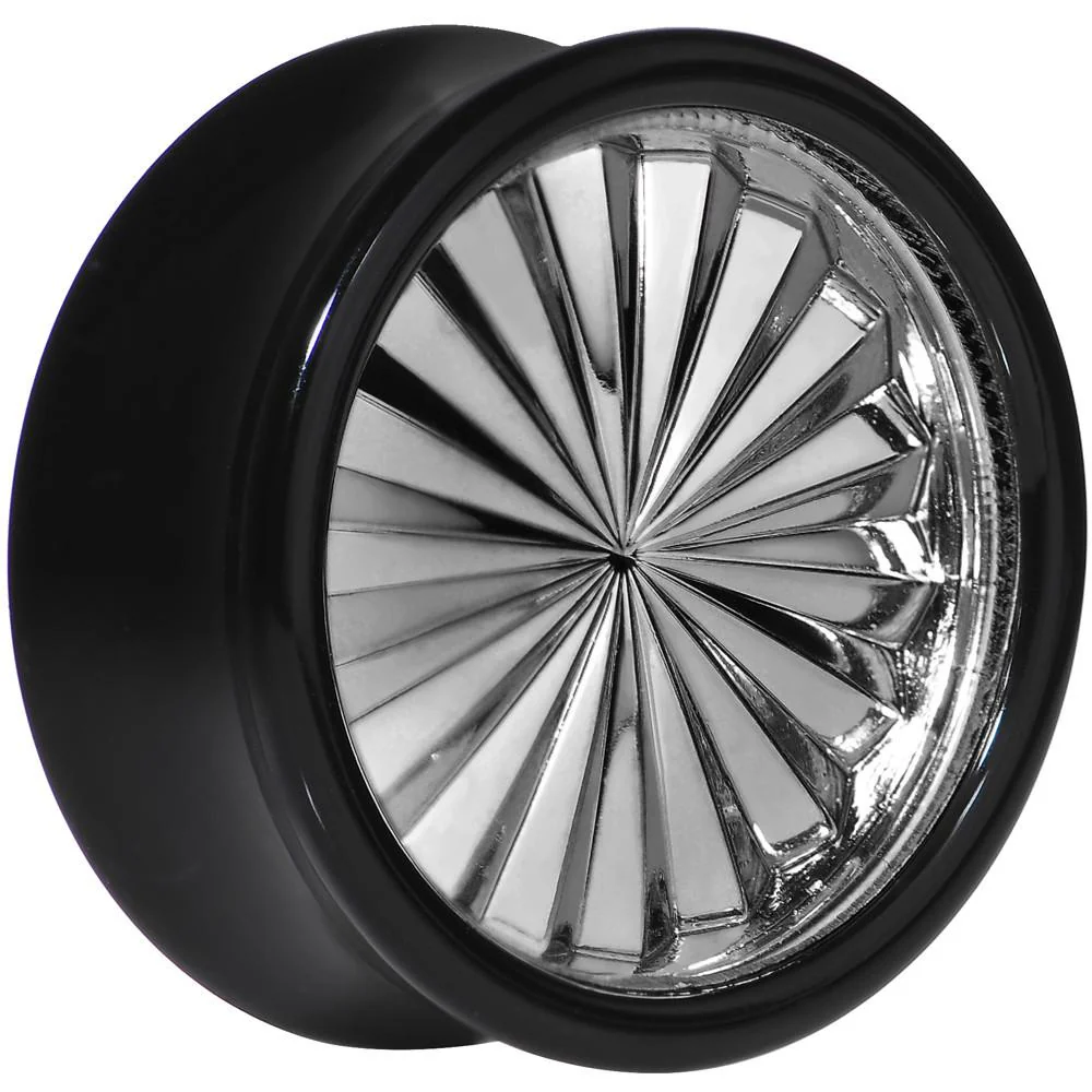 Black Acrylic Grey Flashy Tire Rim Saddle Plug 2G to 20mm - Image 9