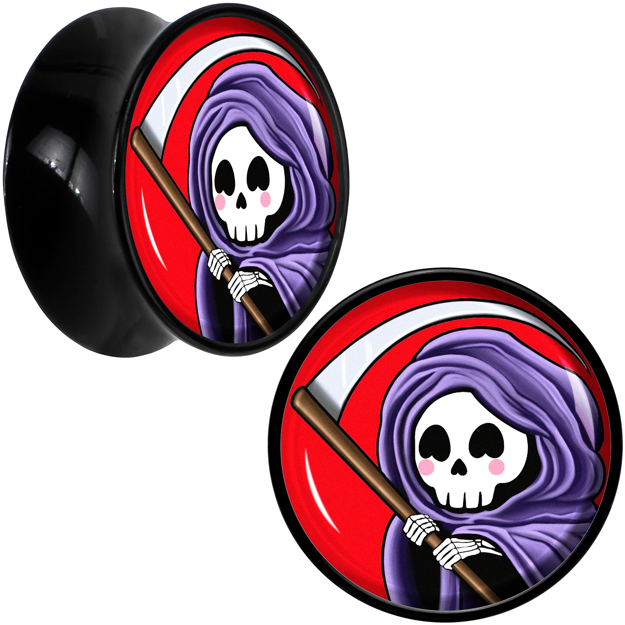 Black Acrylic Grim Reaper Double Flare Plug Set by Onyx O - Image 11