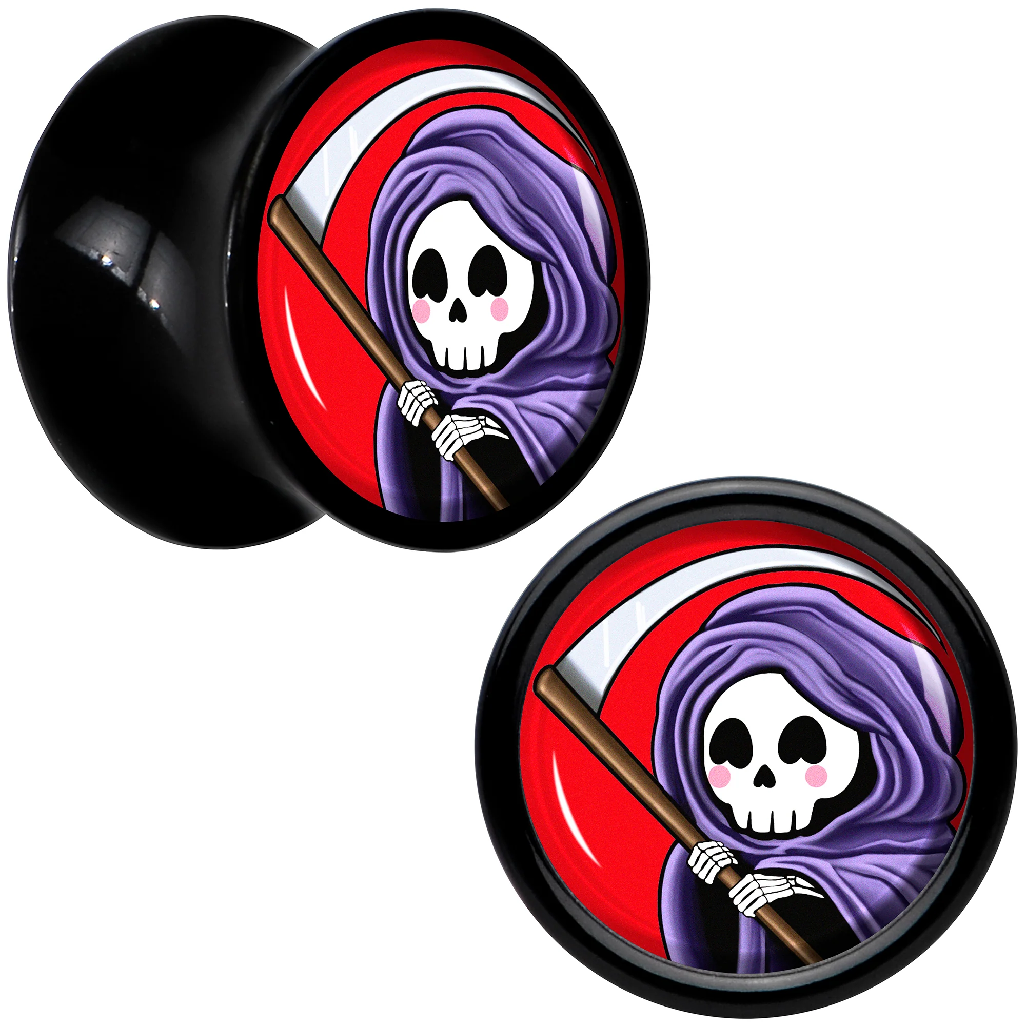 Black Acrylic Grim Reaper Double Flare Plug Set by Onyx O - Image 13