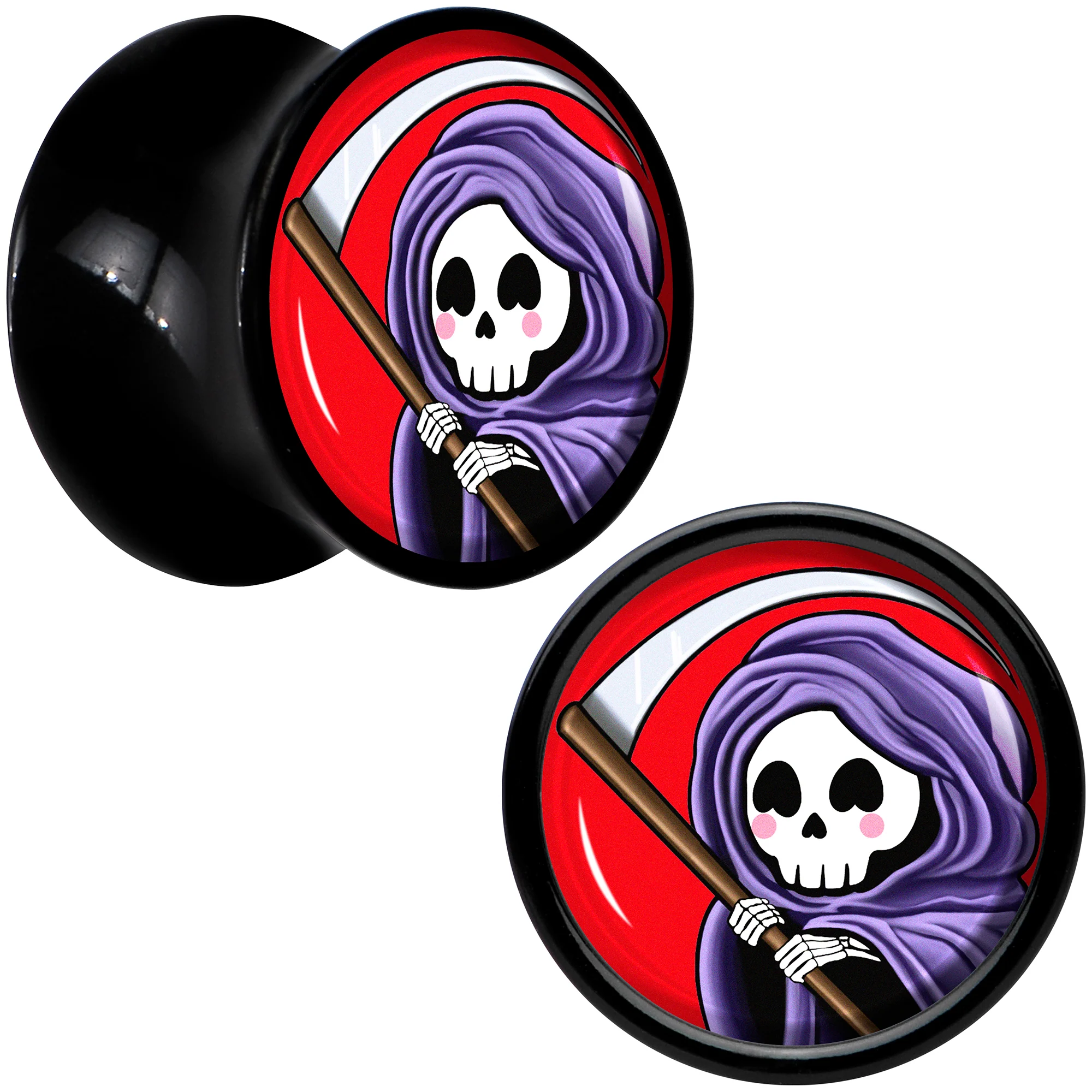 Black Acrylic Grim Reaper Double Flare Plug Set by Onyx O - Image 6