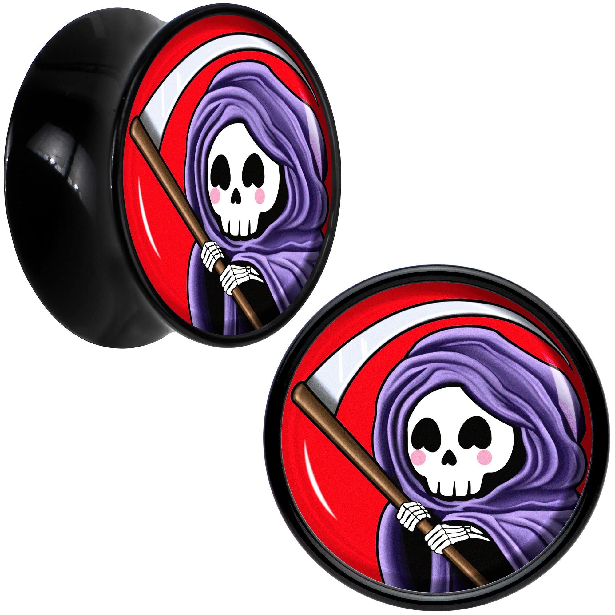 Black Acrylic Grim Reaper Double Flare Plug Set by Onyx O - Image 9
