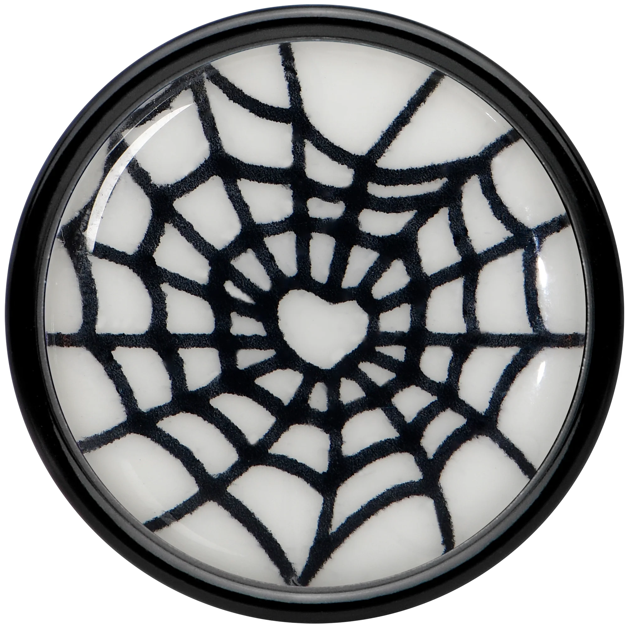 Black Acrylic Heart Spider Web Glow in the Dark Double Flare Plug Set by Onyx O - Image 4