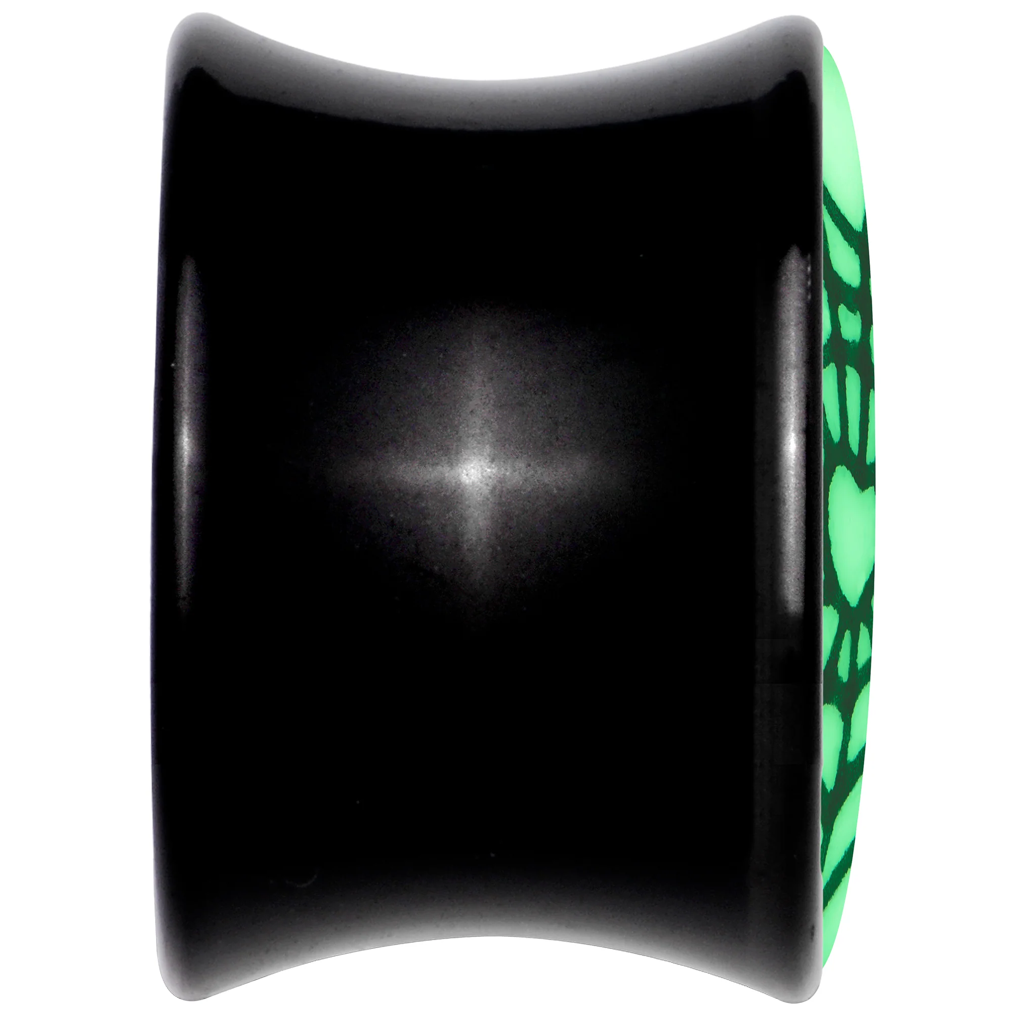 Black Acrylic Heart Spider Web Glow in the Dark Double Flare Plug Set by Onyx O - Image 5