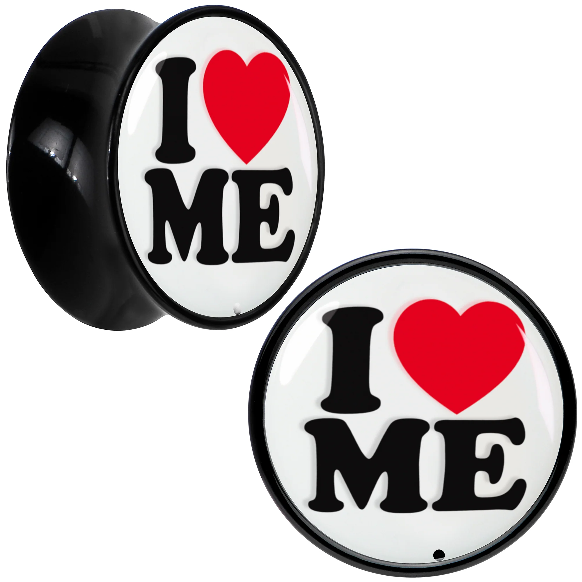 Black Acrylic I Love Me Double Flare Plug Set by Onyx O - Image 10