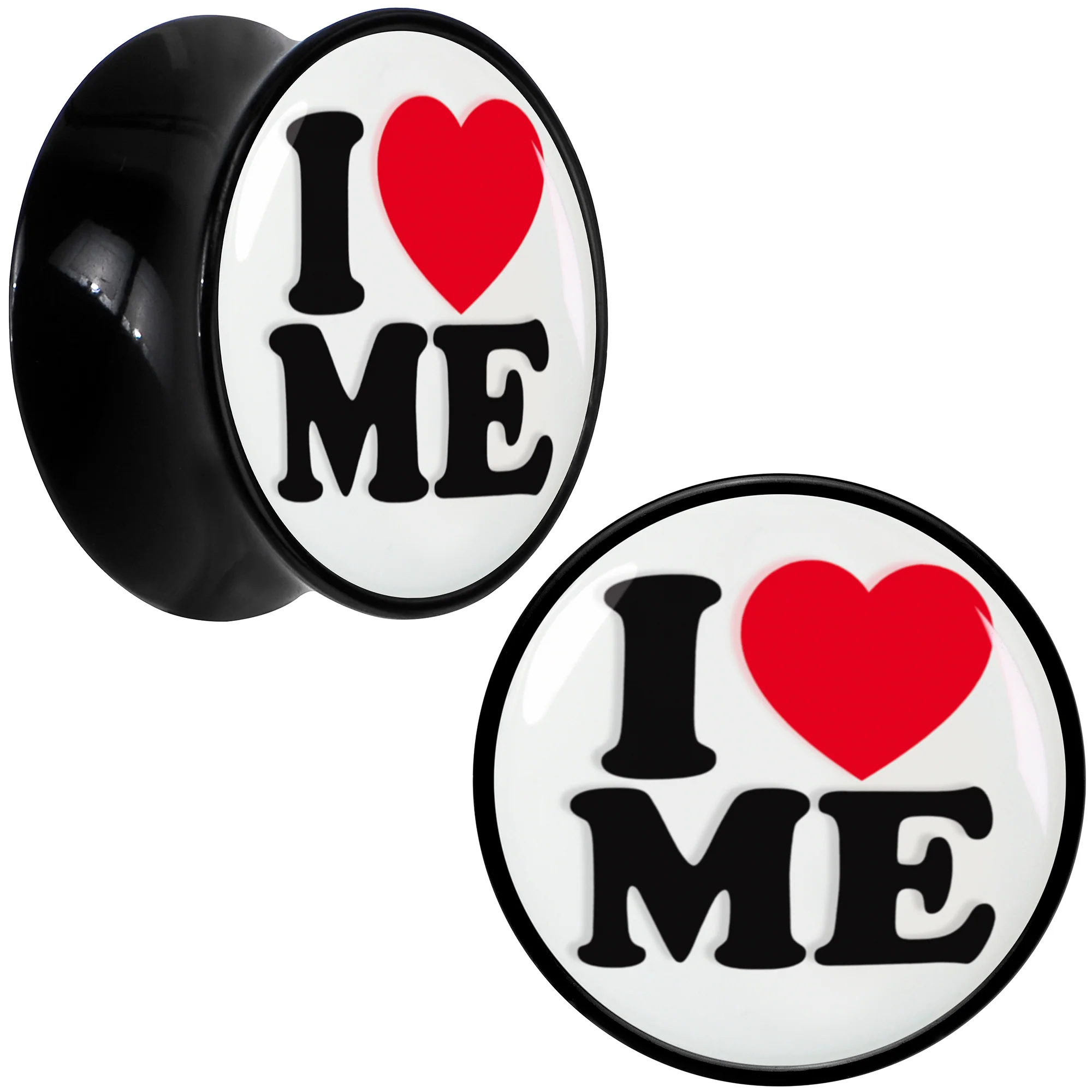 Black Acrylic I Love Me Double Flare Plug Set by Onyx O - Image 12