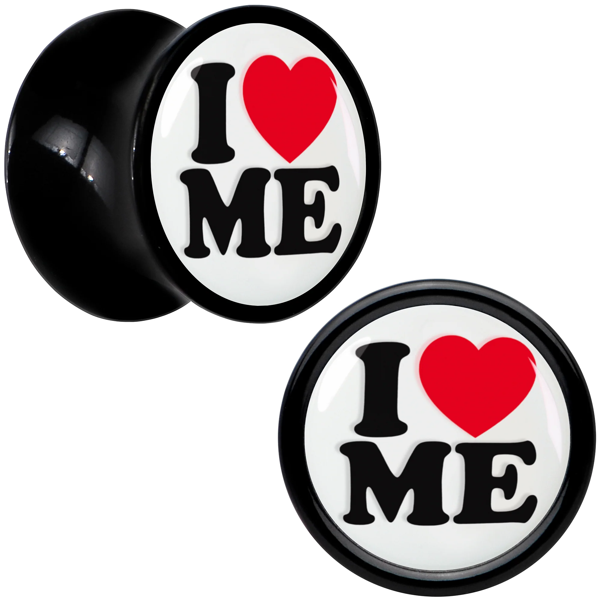 Black Acrylic I Love Me Double Flare Plug Set by Onyx O - Image 13