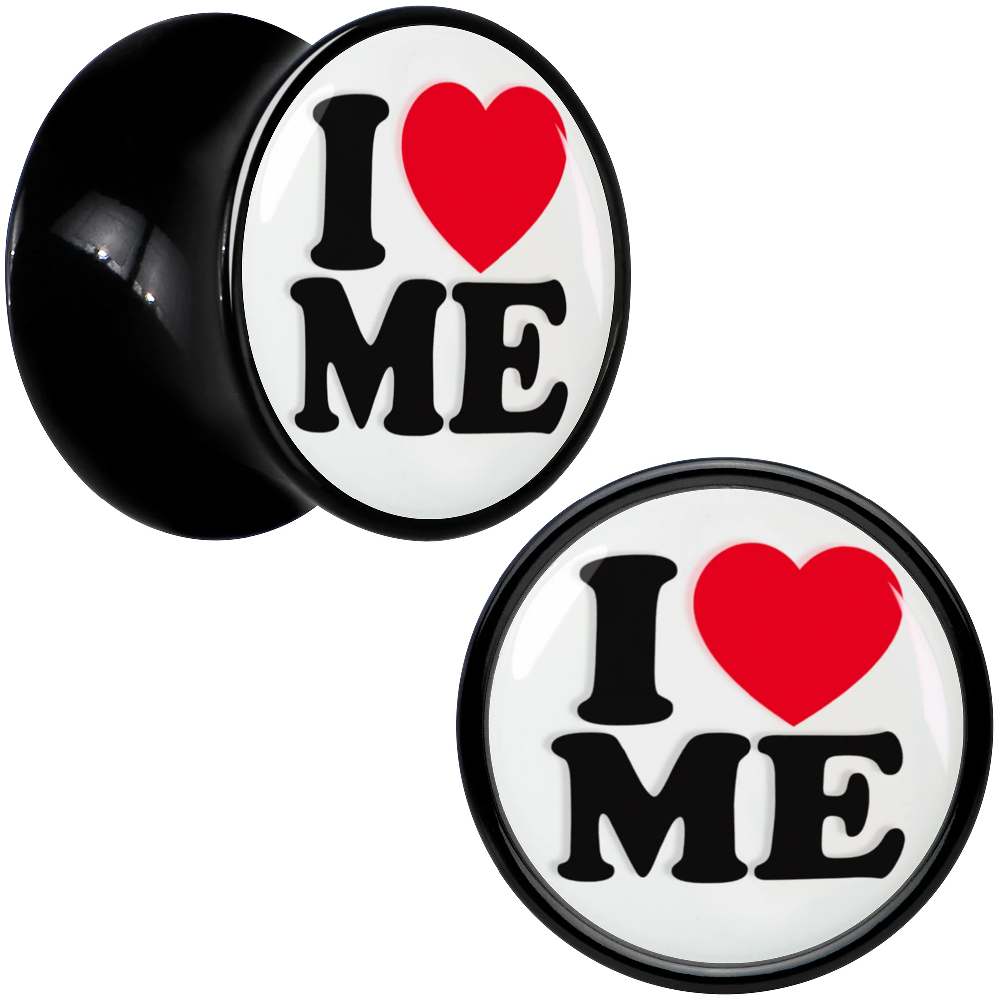 Black Acrylic I Love Me Double Flare Plug Set by Onyx O - Image 2