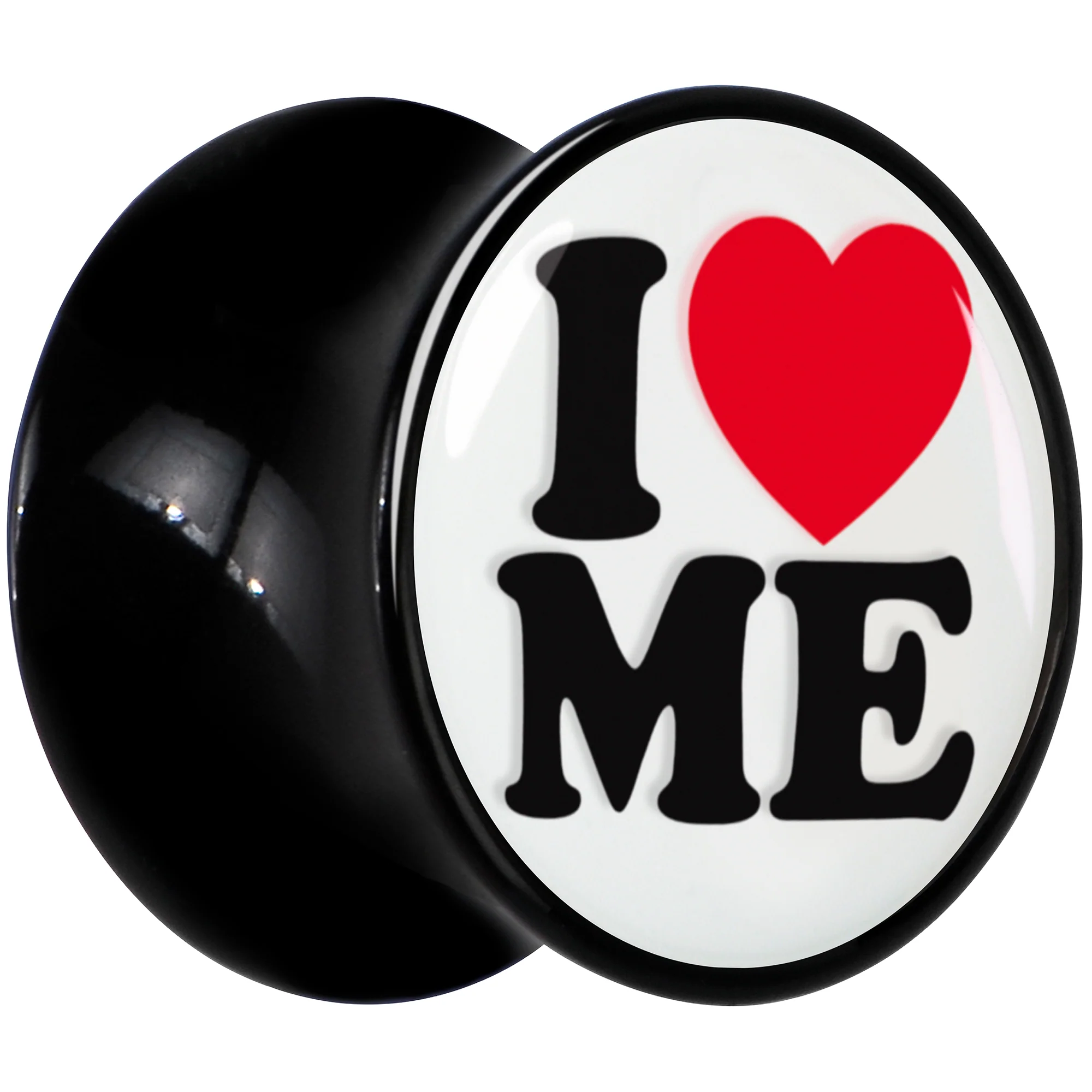 Black Acrylic I Love Me Double Flare Plug Set by Onyx O - Image 3