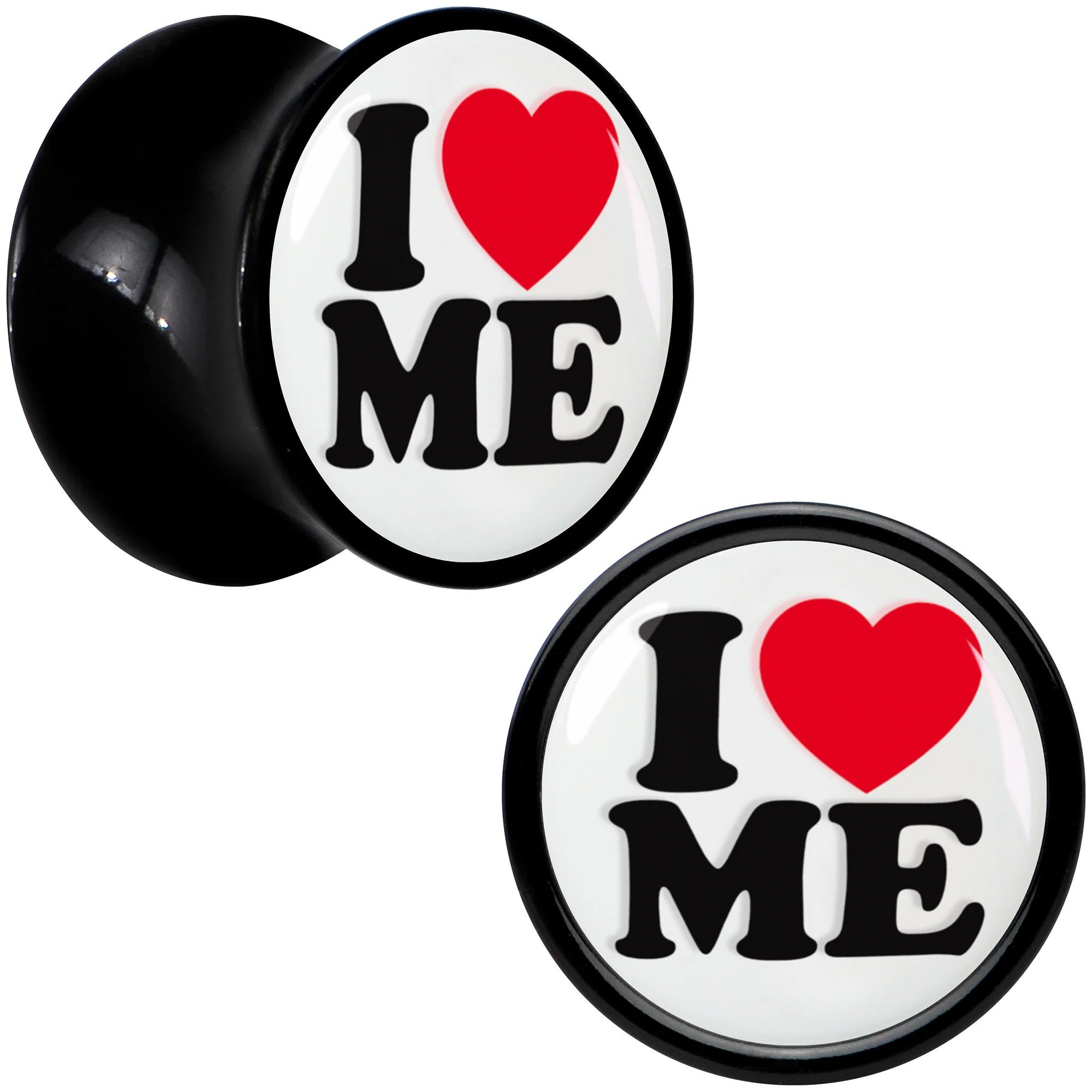 Black Acrylic I Love Me Double Flare Plug Set by Onyx O - Image 6