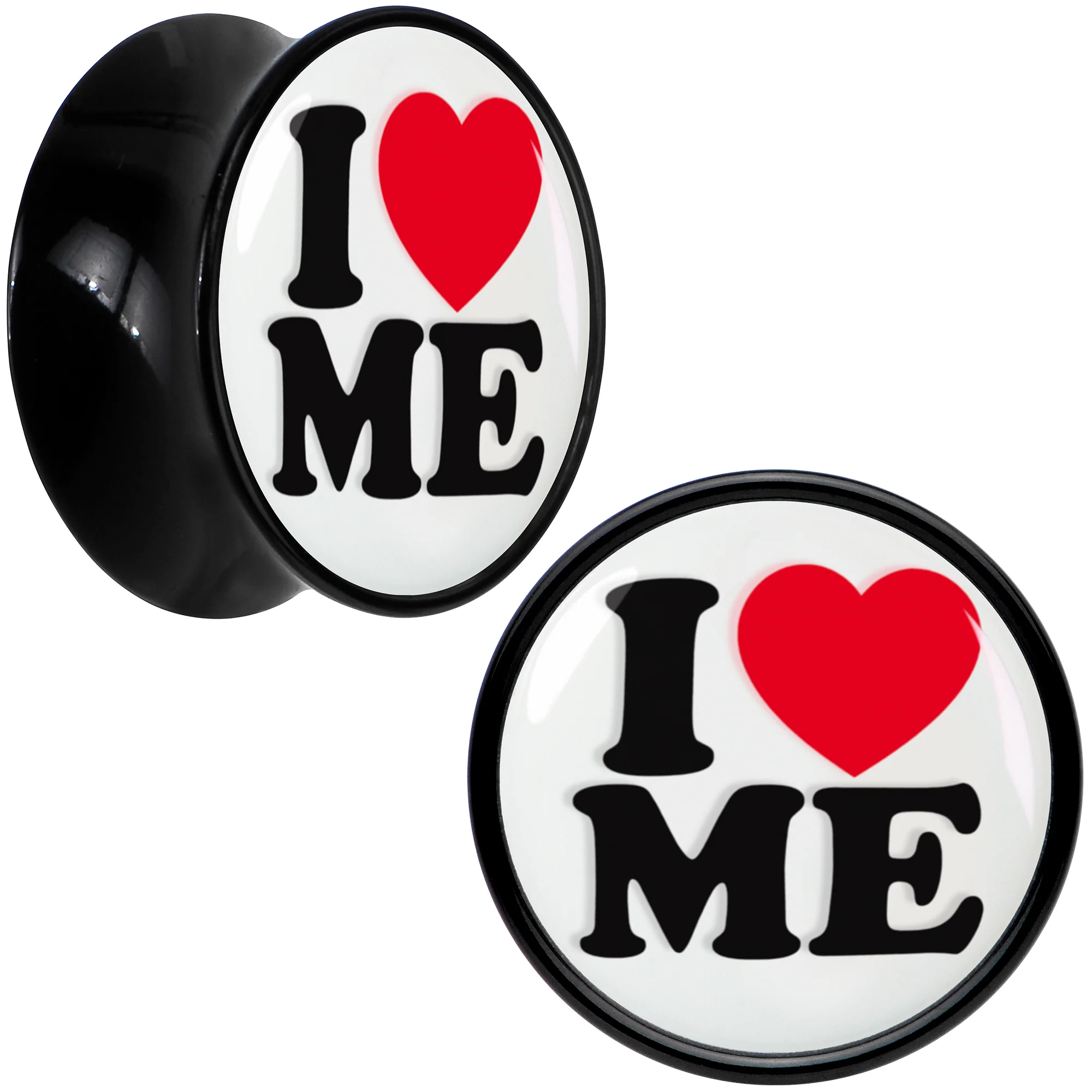 Black Acrylic I Love Me Double Flare Plug Set by Onyx O - Image 9