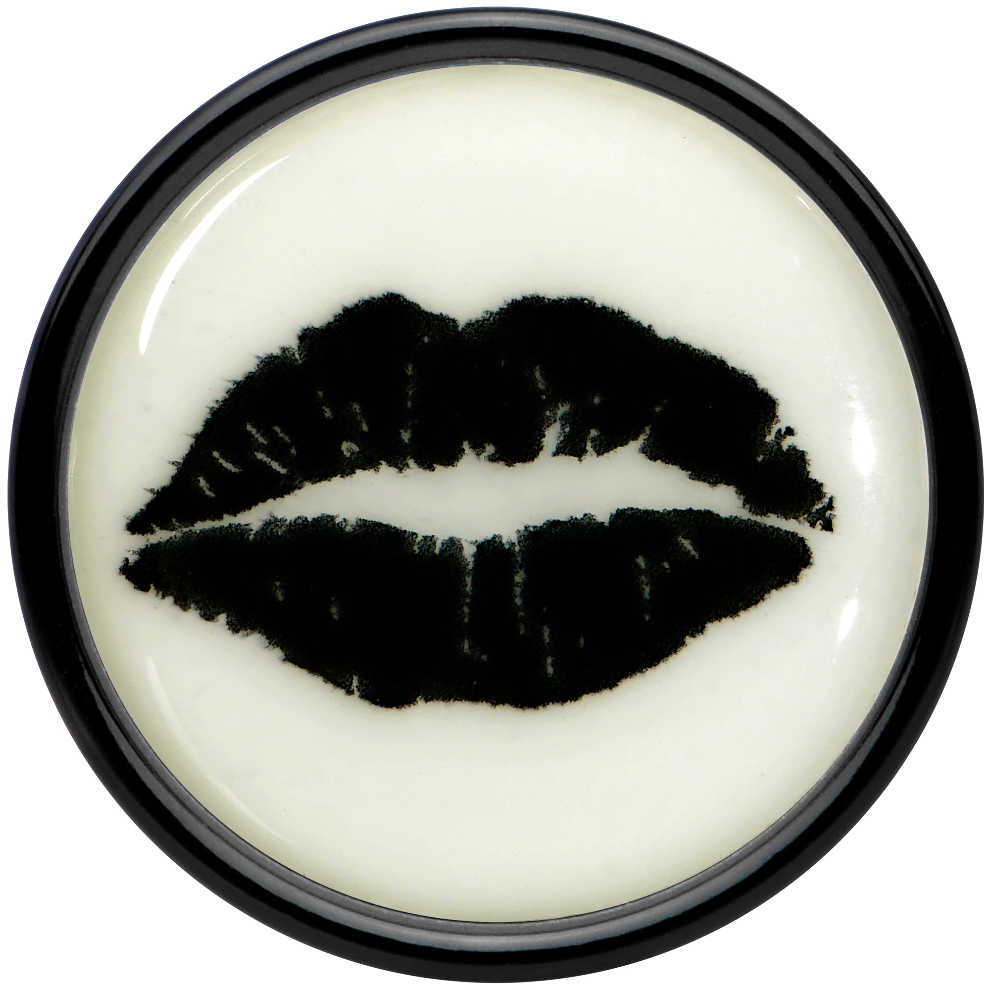 Black Acrylic Lipstick Kiss Glow in Dark Double Flare Plug Set by Onyx O - Image 4