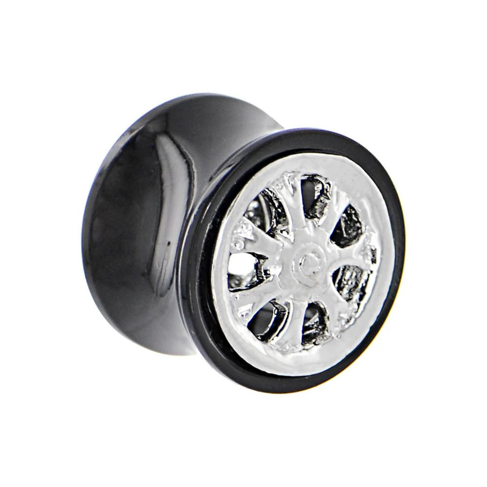 Black Acrylic No. 2 WHEEL FRAME Saddle Plug 00G to 20mm - Image 3
