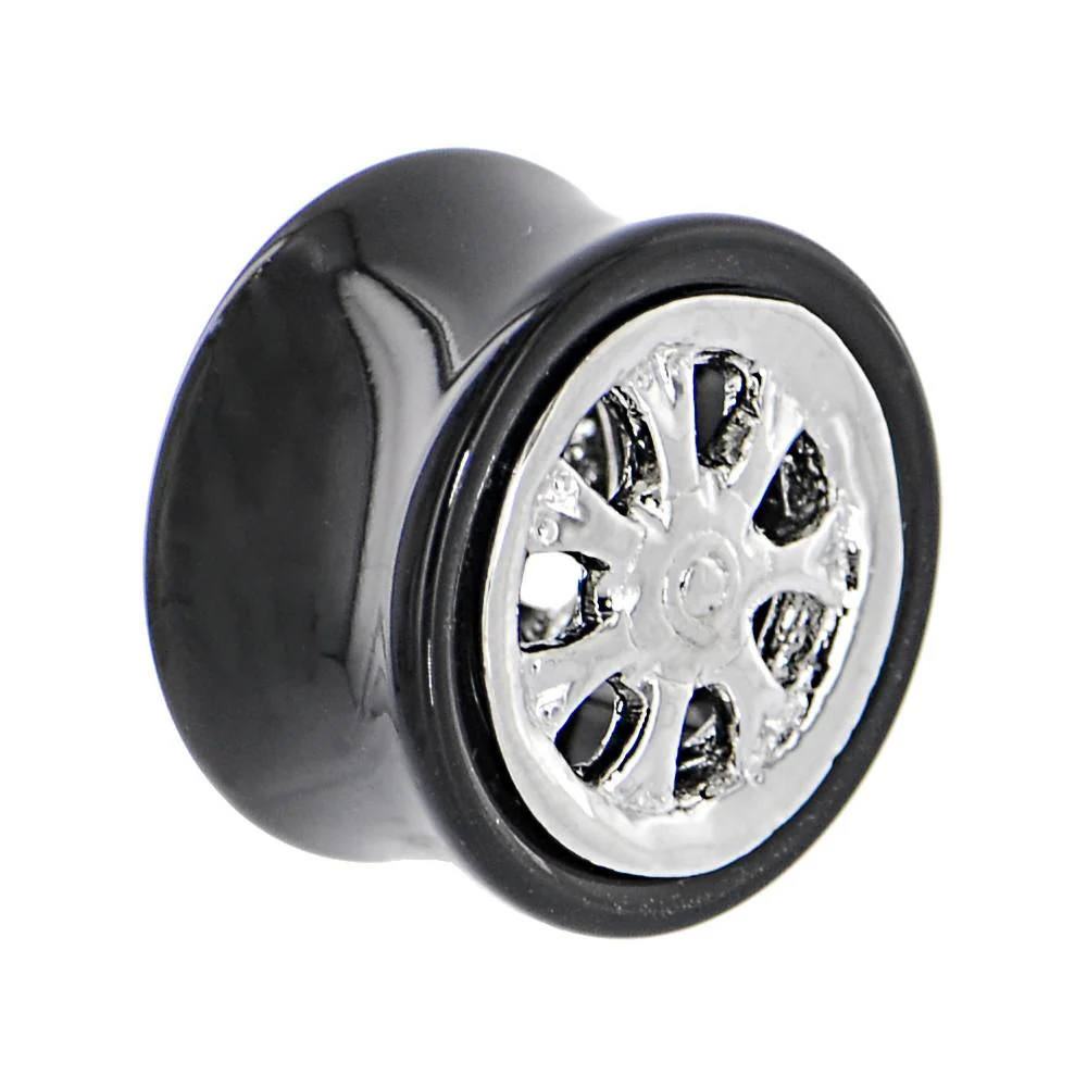 Black Acrylic No. 2 WHEEL FRAME Saddle Plug 00G to 20mm - Image 4