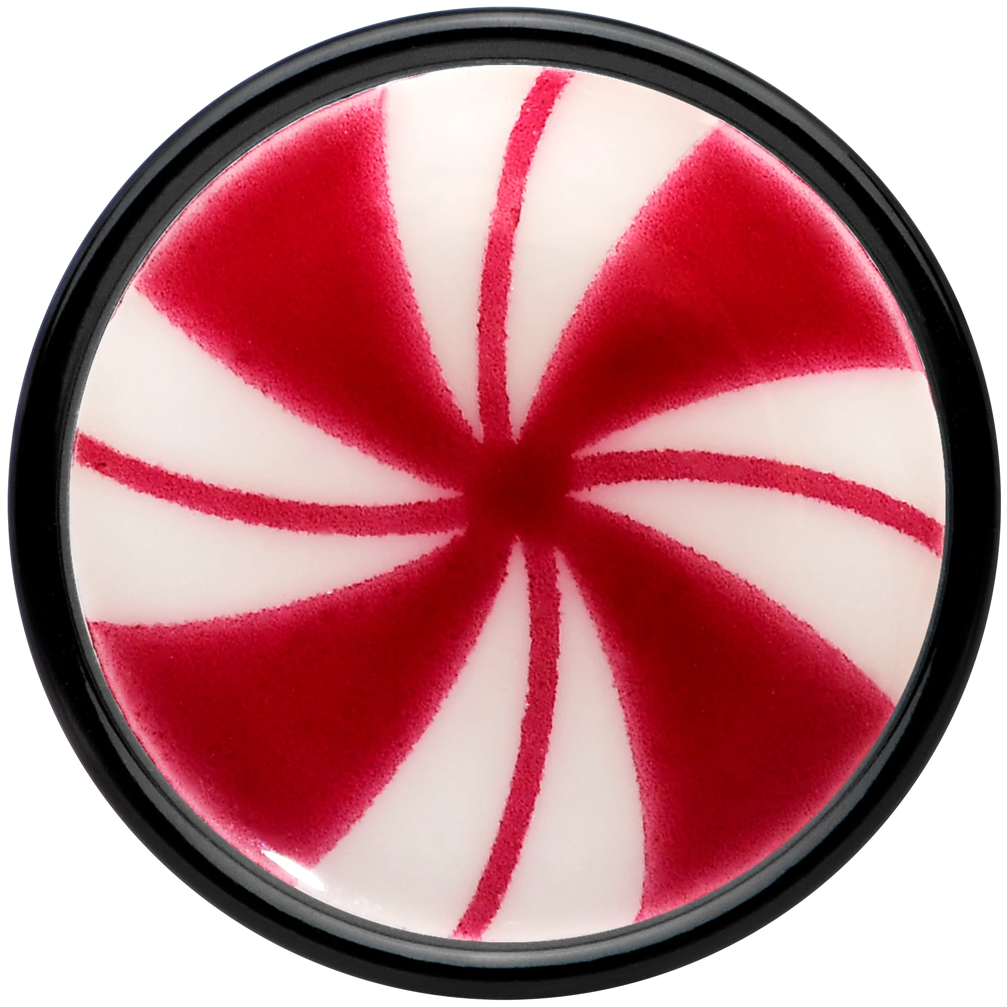 Black Acrylic Peppermint Candy Glow in Dark Double Flare Plug Set by Onyx O - Image 4