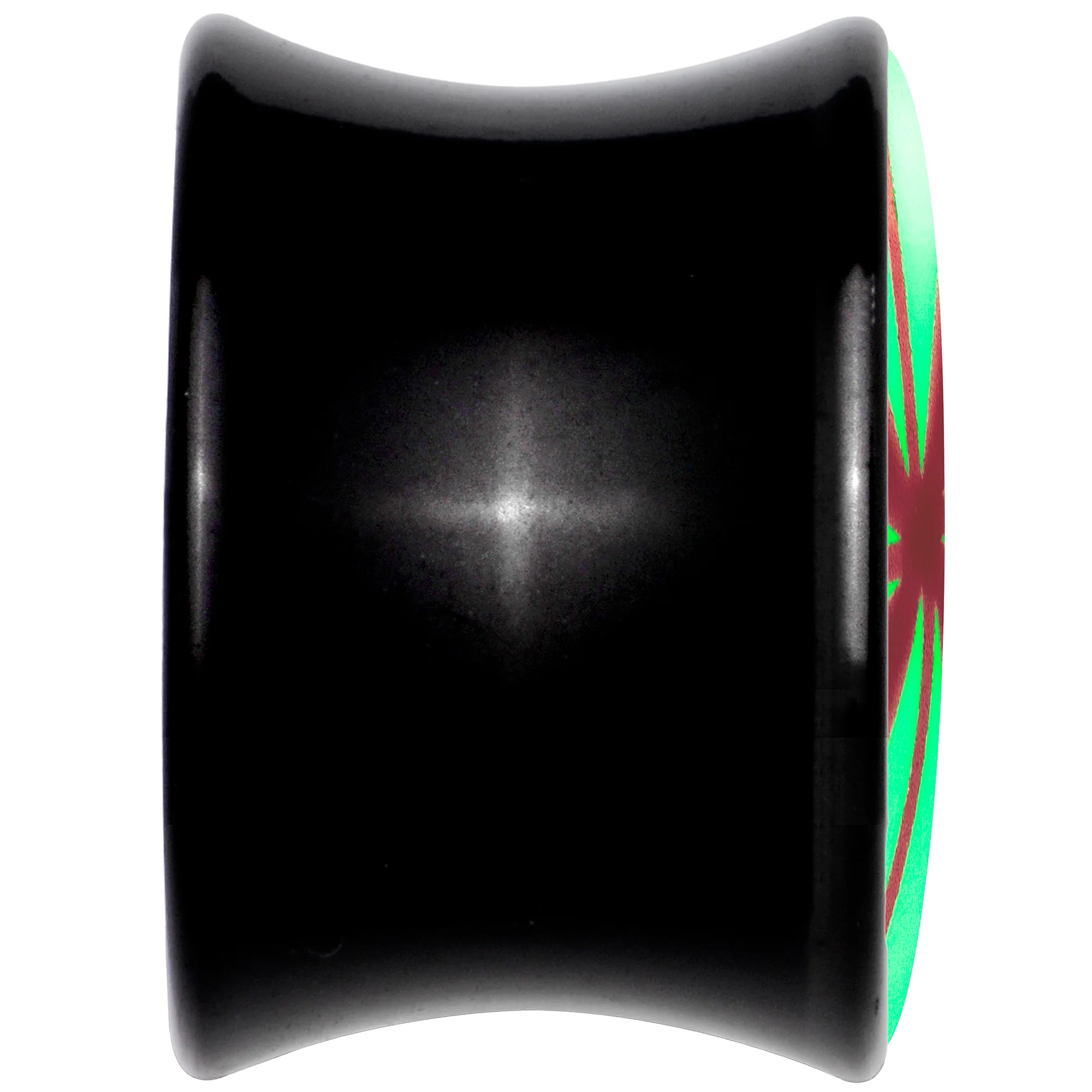 Black Acrylic Peppermint Candy Glow in Dark Double Flare Plug Set by Onyx O - Image 5