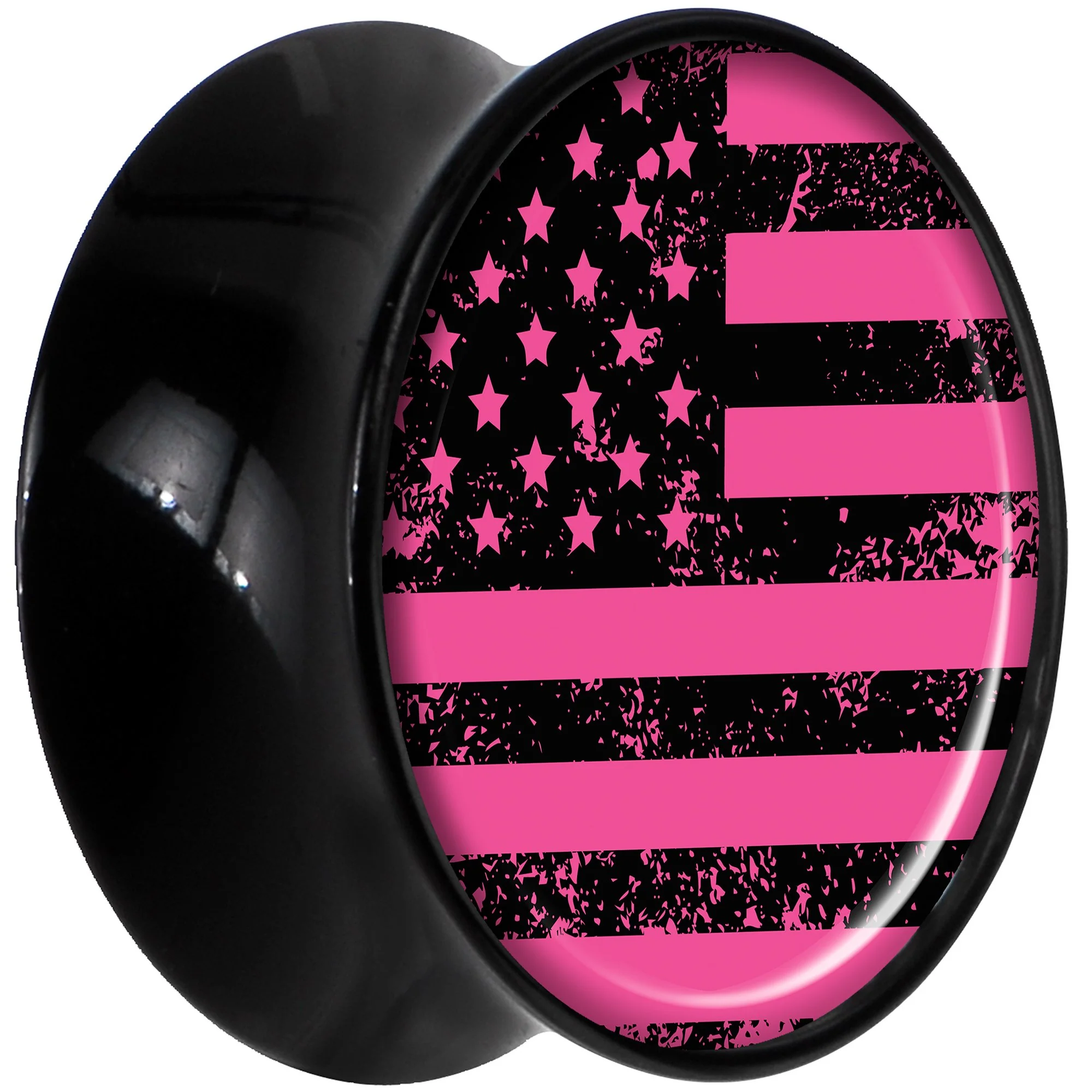 Black Acrylic Pink American Flag Saddle Plug Set 18mm - Image 2