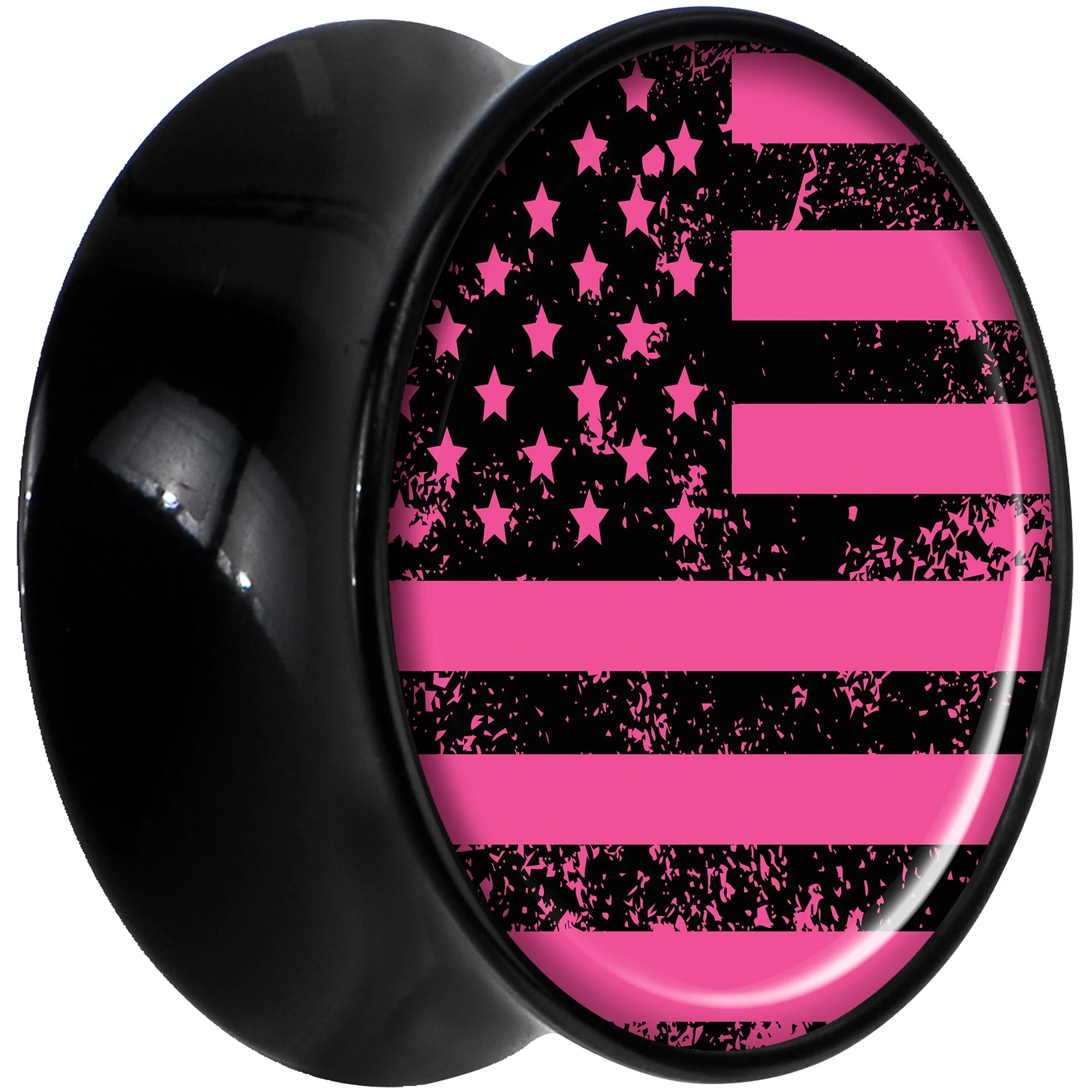 Black Acrylic Pink American Flag Saddle Plug Set 20mm - Image 2
