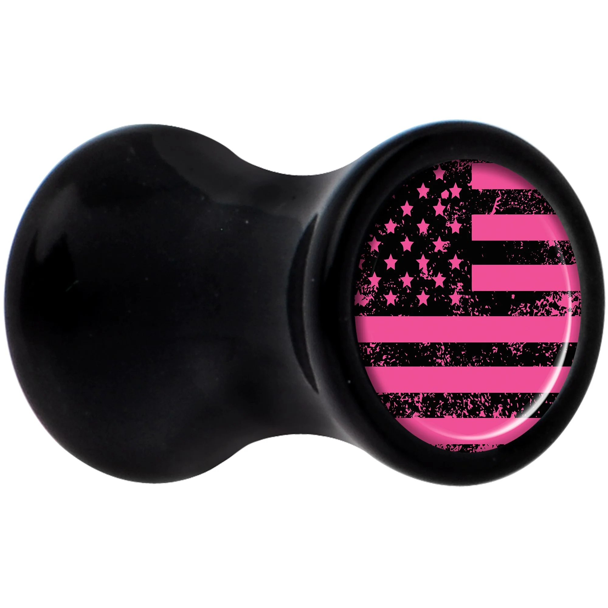 Black Acrylic Pink American Flag Saddle Plug Set 4G - Image 2