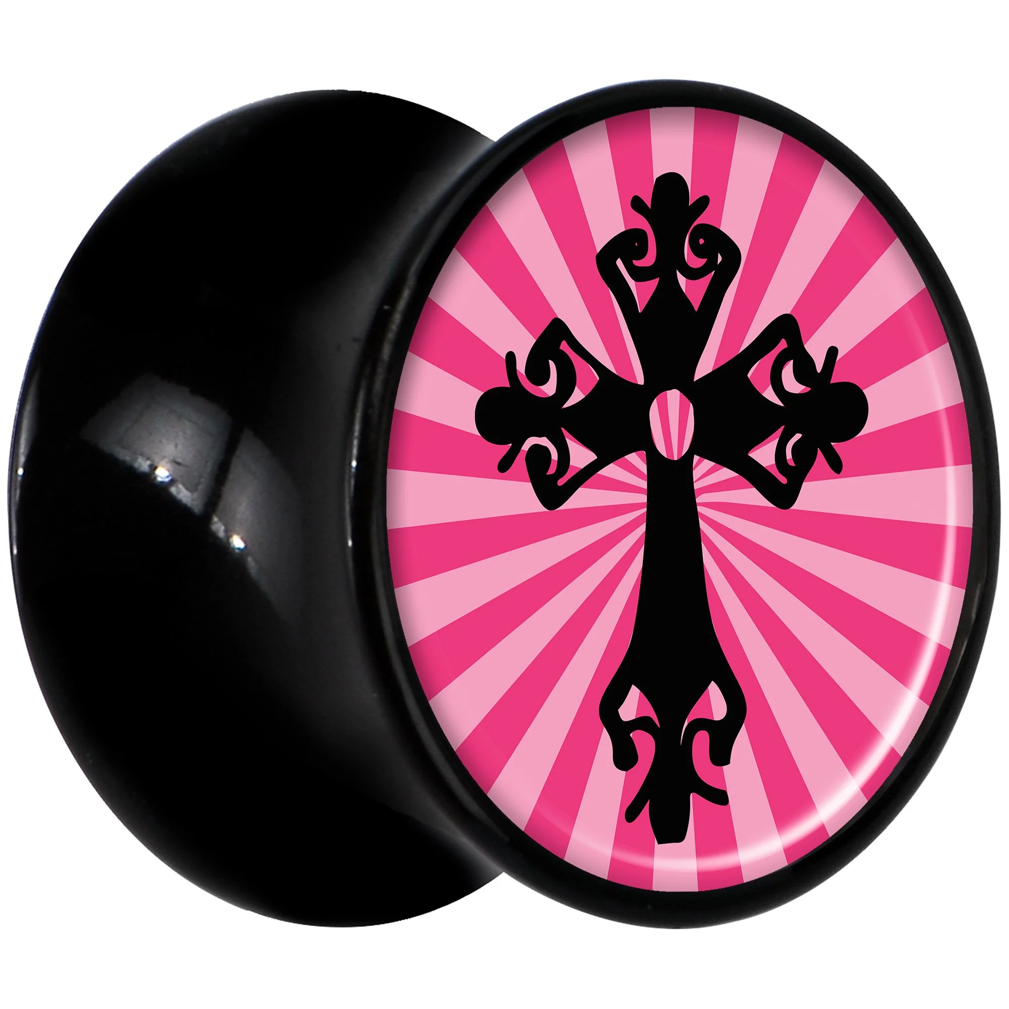 Black Acrylic Pink Black Radiant Cross Saddle Plug Set 1/2 - Image 2