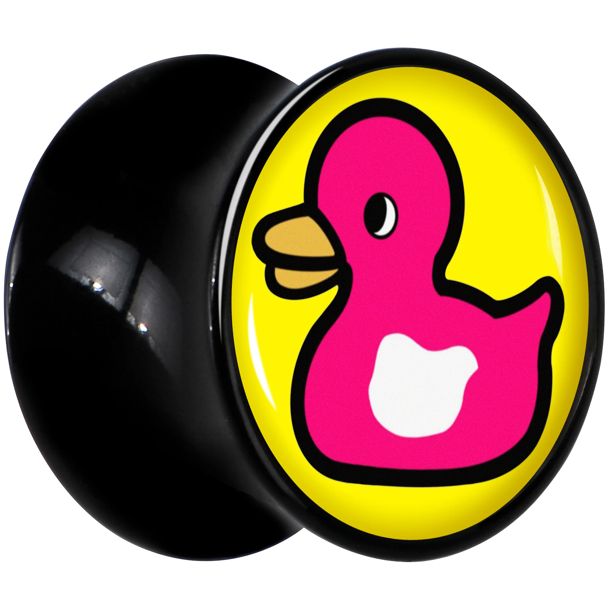 Black Acrylic Pink Ducky Double Flare Plug Set by Onyx O - Image 3