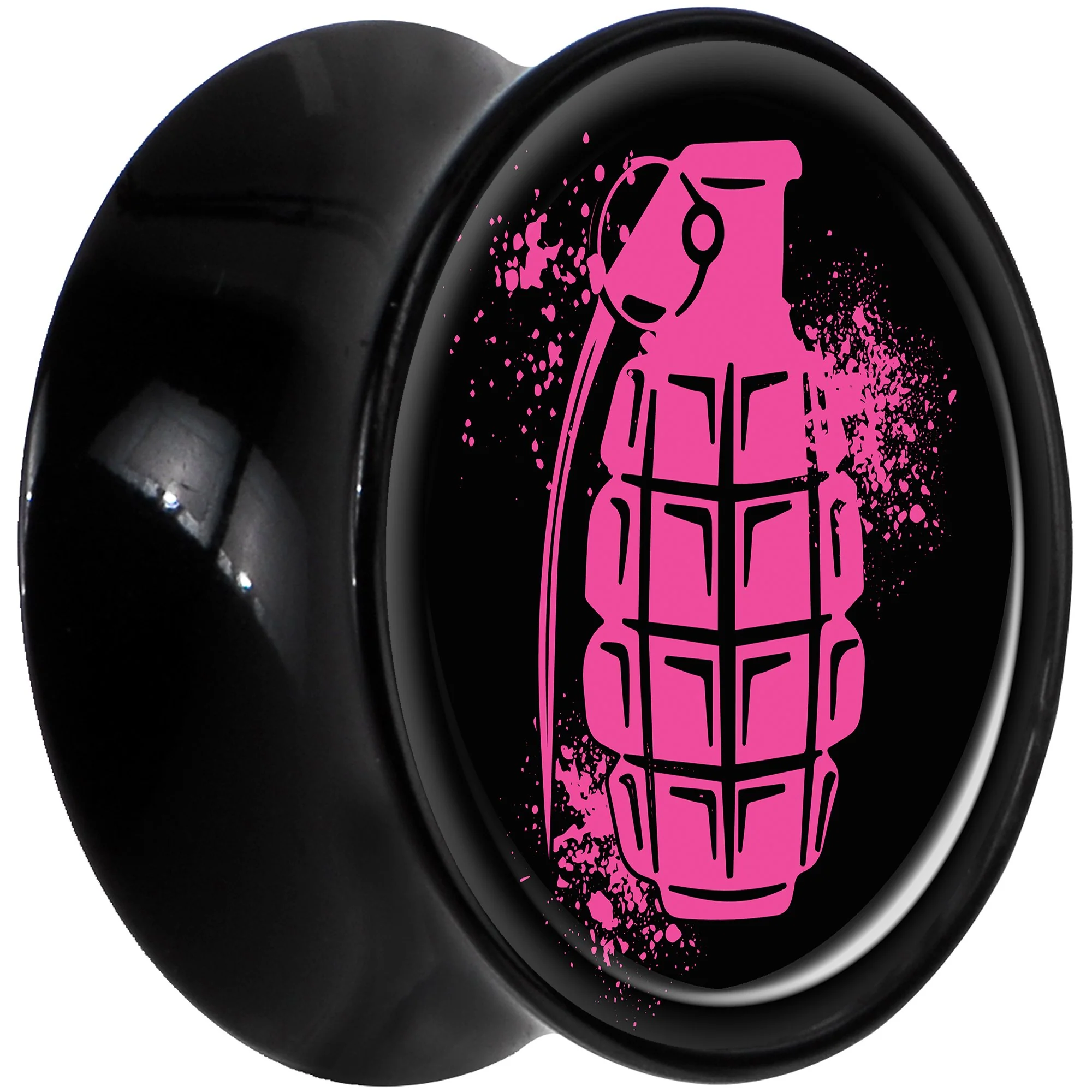 Black Acrylic Pink Grenade Saddle Plug Set 5/8 - Image 2