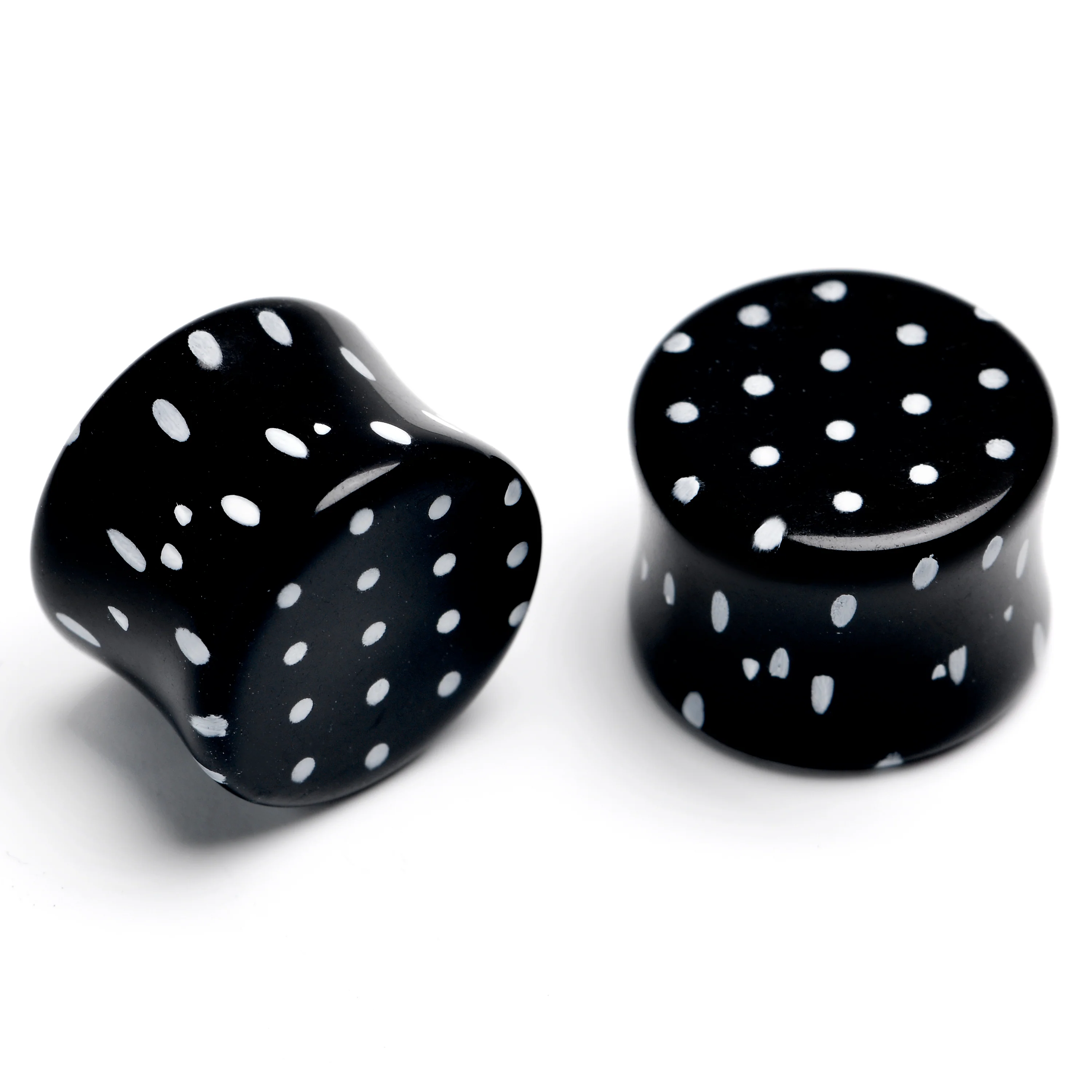 Black Acrylic Polka Dots White Double Flare Plug Set - Image 8