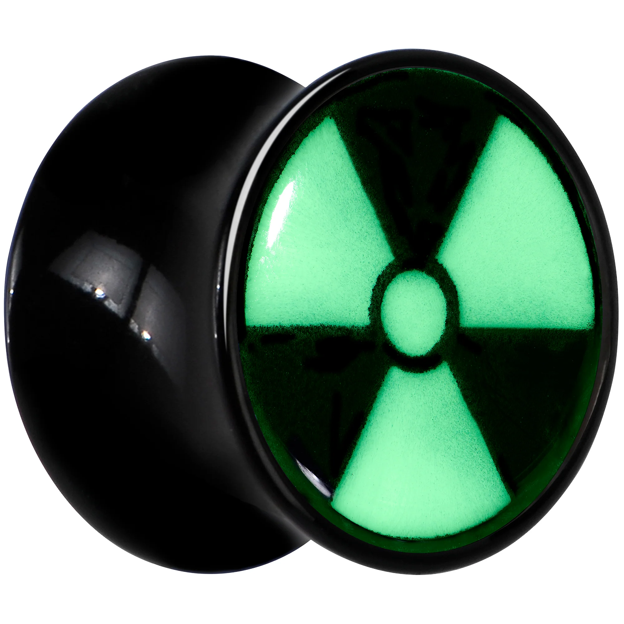 Black Acrylic Radioactive Glow in the Dark Double Flare Plug Set by Onyx O - Image 2