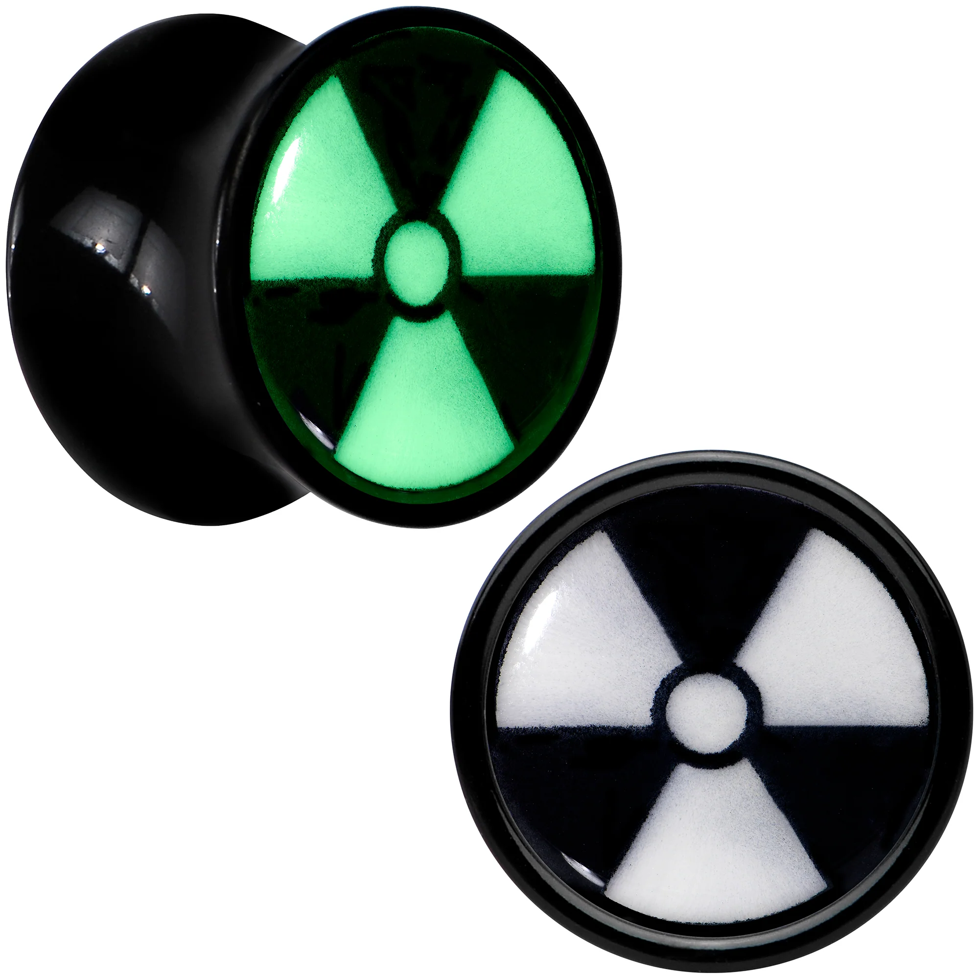 Black Acrylic Radioactive Glow in the Dark Double Flare Plug Set by Onyx O - Image 7