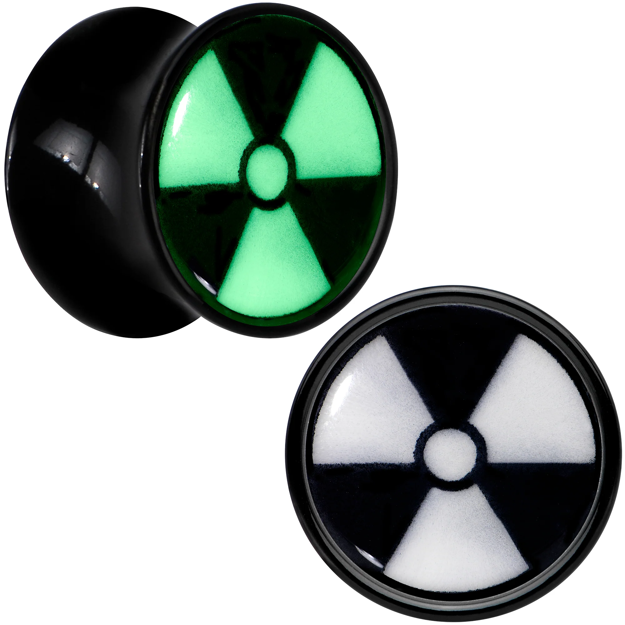 Black Acrylic Radioactive Glow in the Dark Double Flare Plug Set by Onyx O - Image 9
