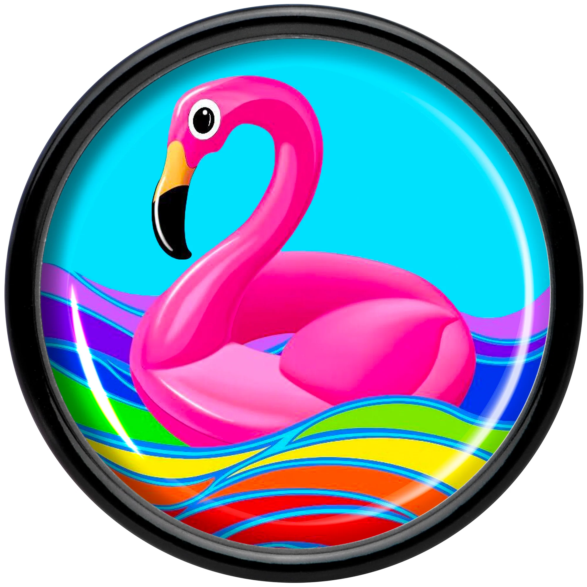 Black Acrylic Rainbow Sea Floating Flamingo Double Flare Plug Set by Onyx O - Image 4