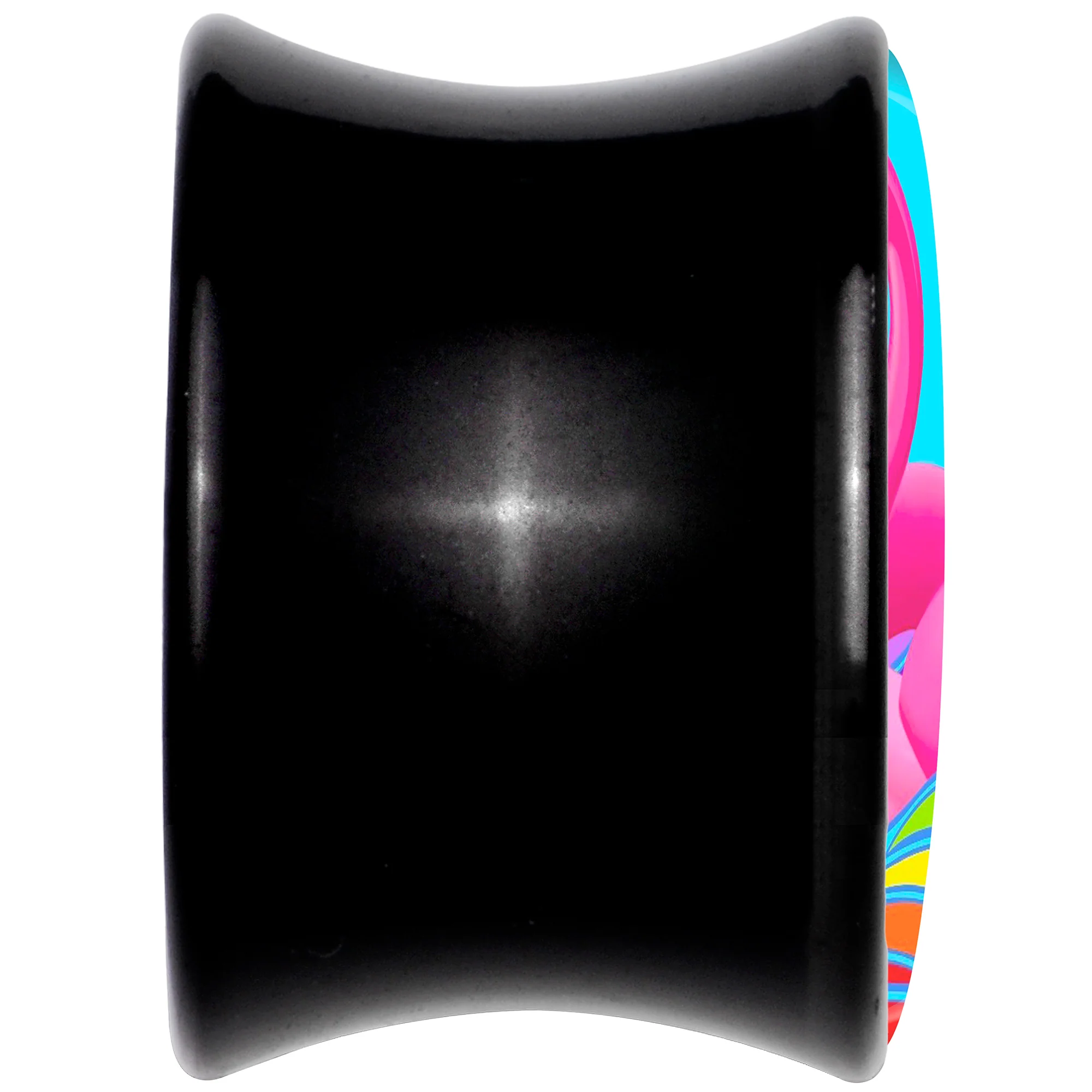 Black Acrylic Rainbow Sea Floating Flamingo Double Flare Plug Set by Onyx O - Image 5