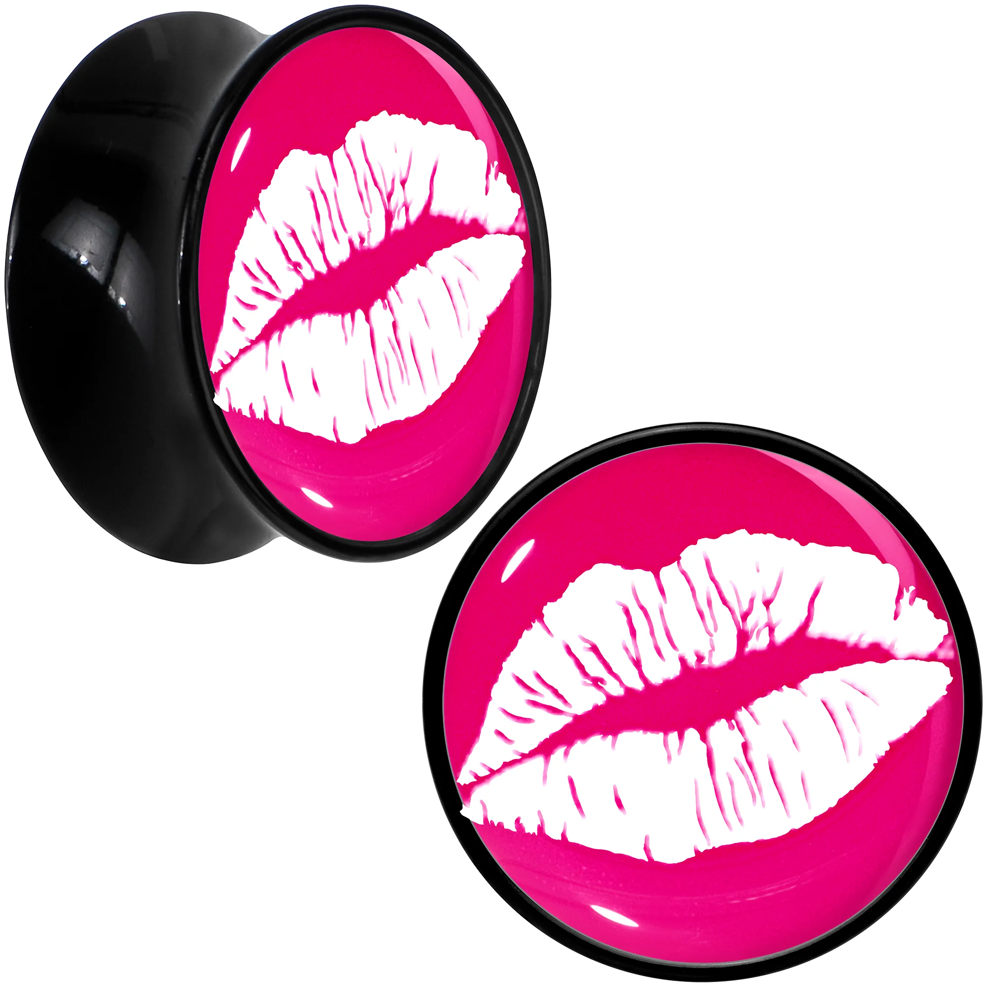 Black Acrylic Red Hot Lips Double Flare Plug Set by Onyx O - Image 11