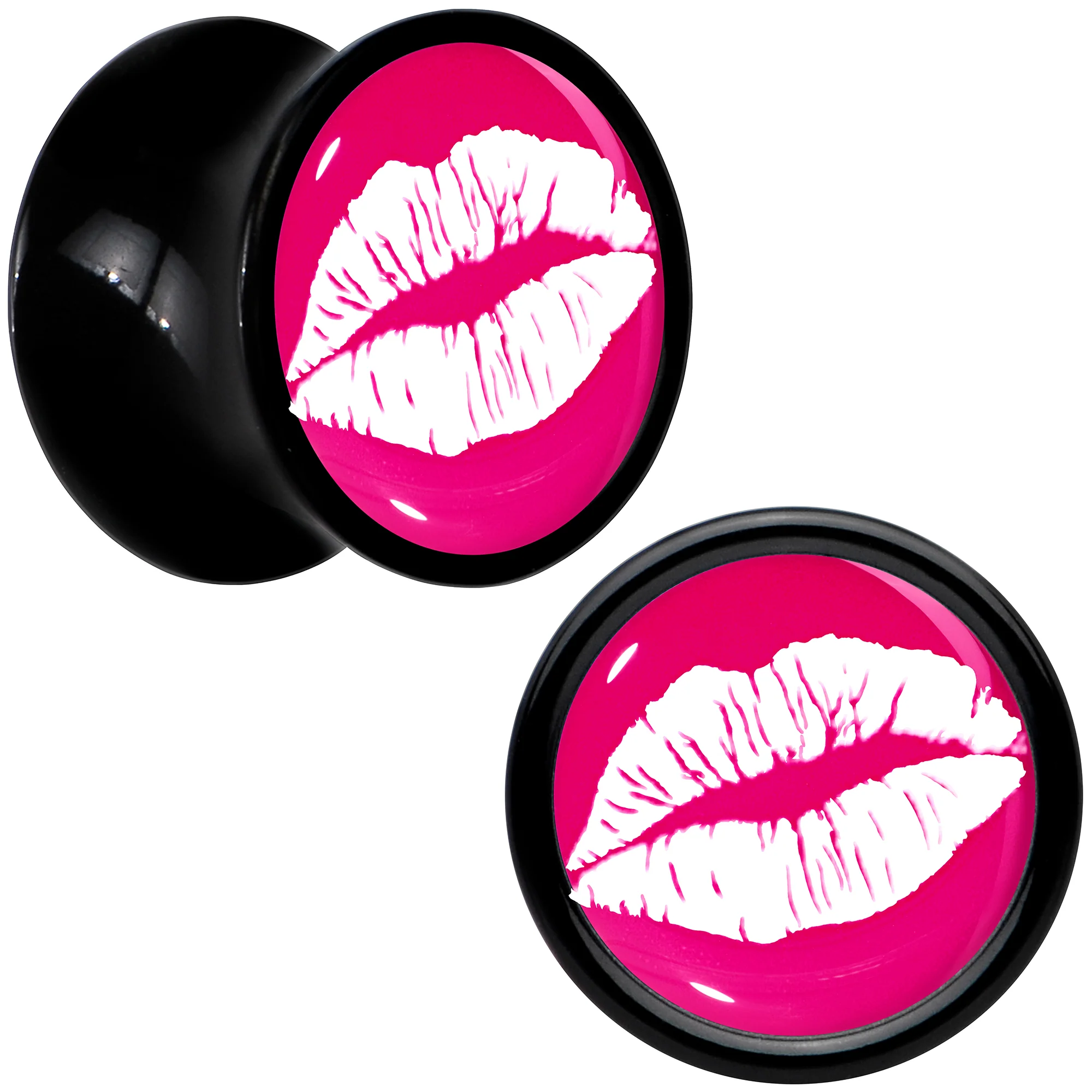 Black Acrylic Red Hot Lips Double Flare Plug Set by Onyx O - Image 13
