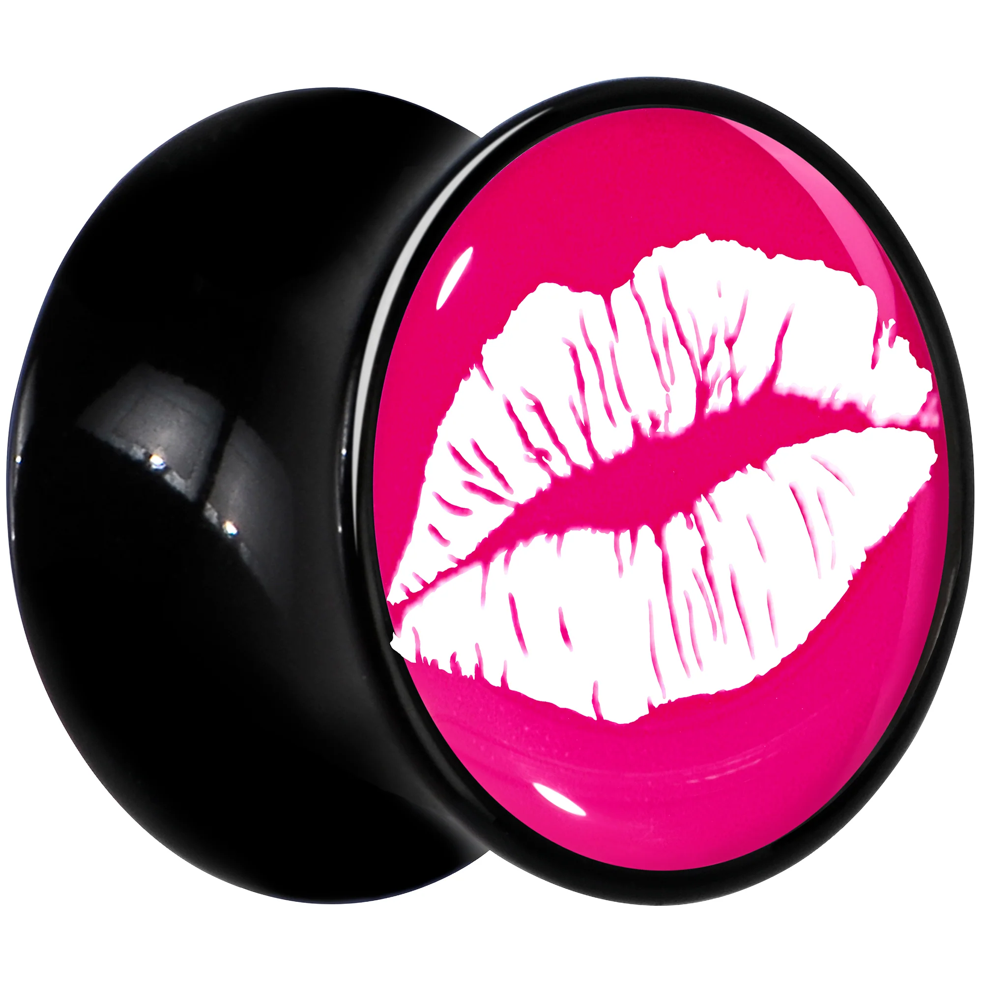 Black Acrylic Red Hot Lips Double Flare Plug Set by Onyx O - Image 3