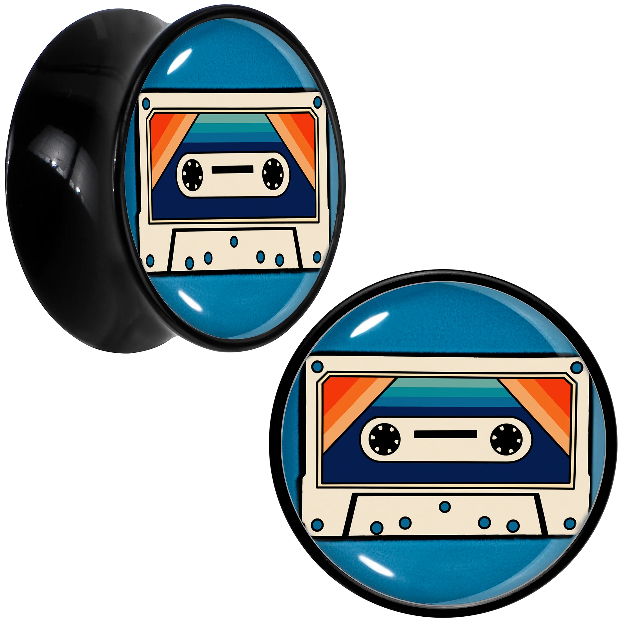 Black Acrylic Retro Cassette Double Flare Plug Set by Onyx O - Image 12