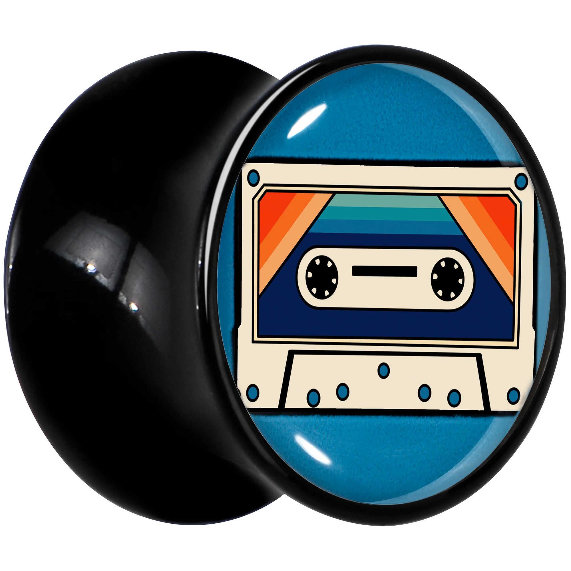Black Acrylic Retro Cassette Double Flare Plug Set by Onyx O - Image 3