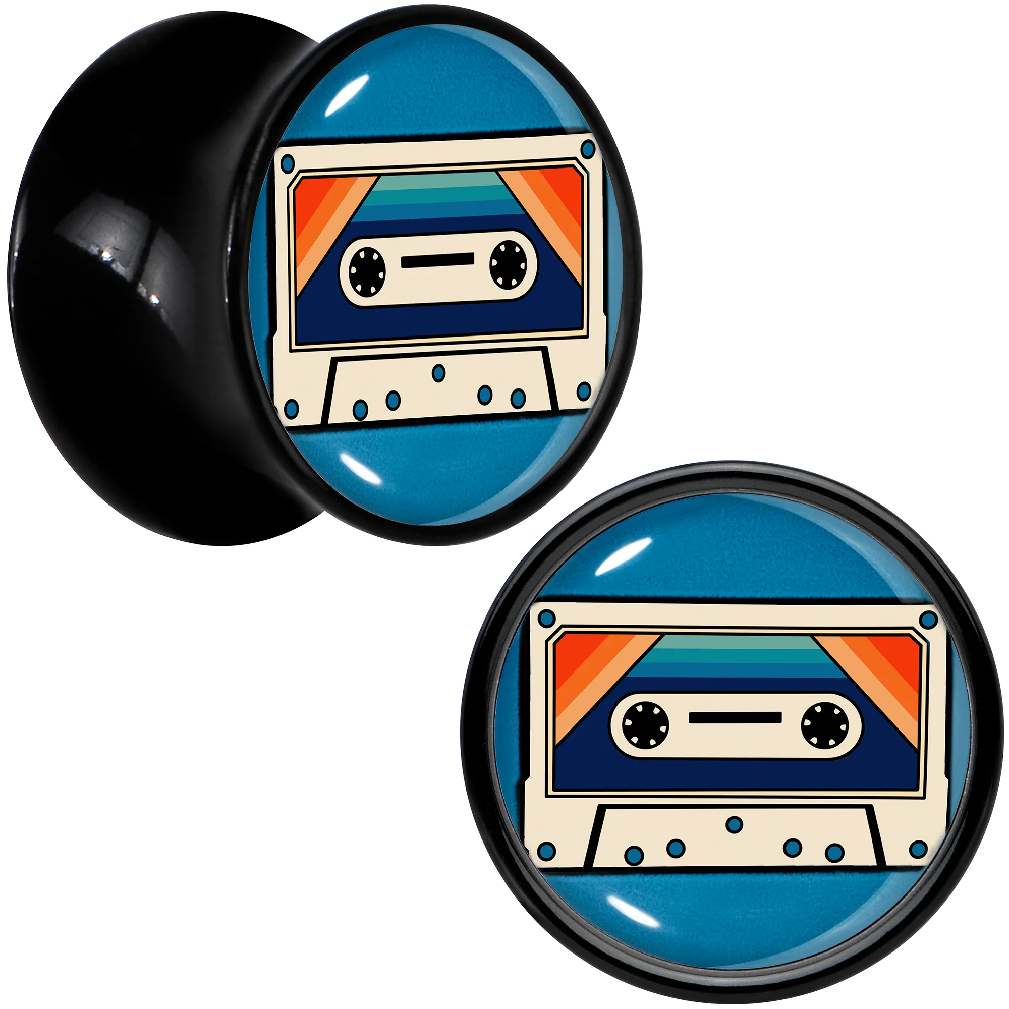 Black Acrylic Retro Cassette Double Flare Plug Set by Onyx O - Image 8