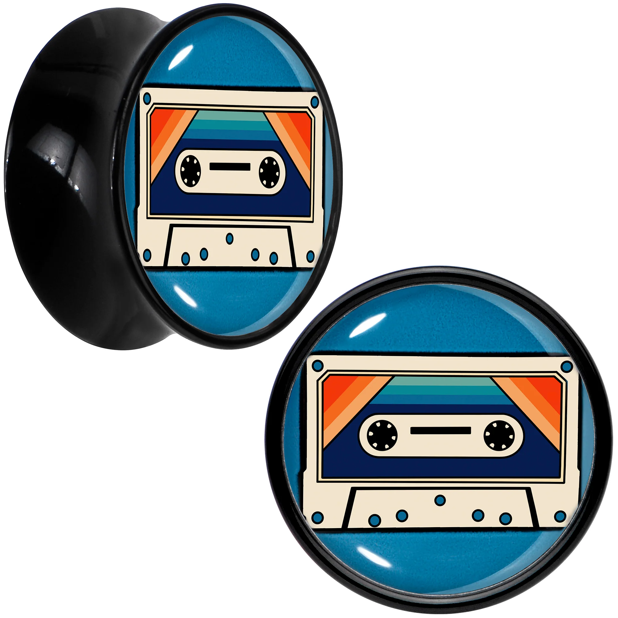 Black Acrylic Retro Cassette Double Flare Plug Set by Onyx O - Image 9
