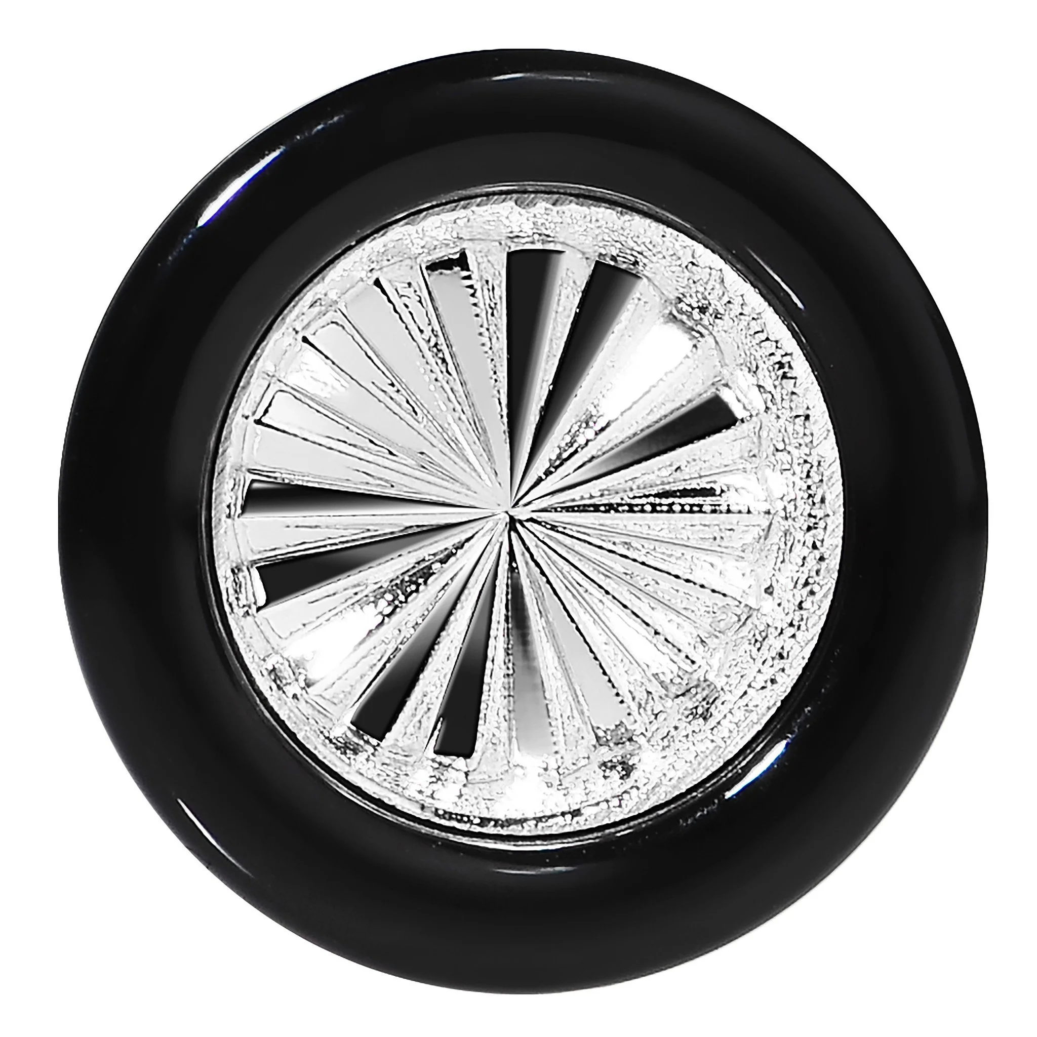 Black Acrylic Silver Flashy Tire Rim Saddle Plug 2G to 20mm - Image 2