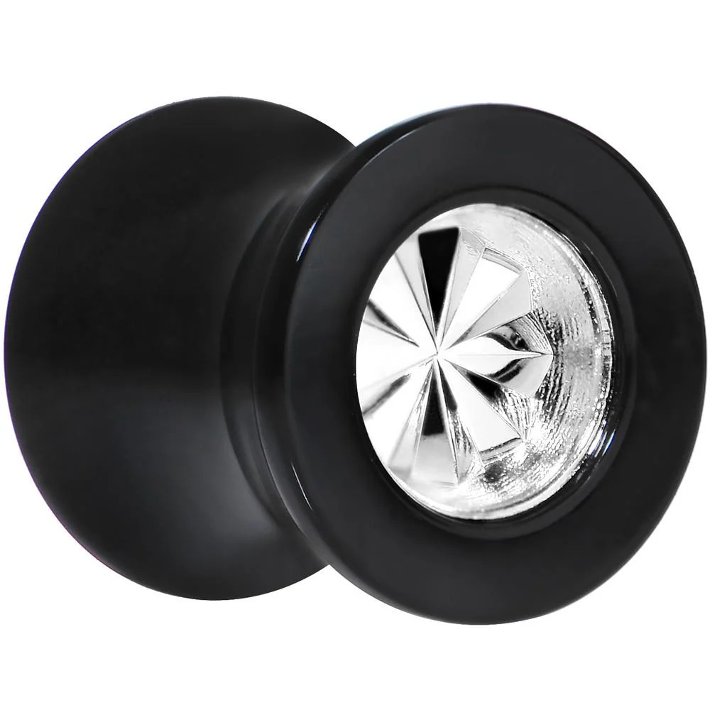 Black Acrylic Silver Flashy Tire Rim Saddle Plug 2G to 20mm - Image 3