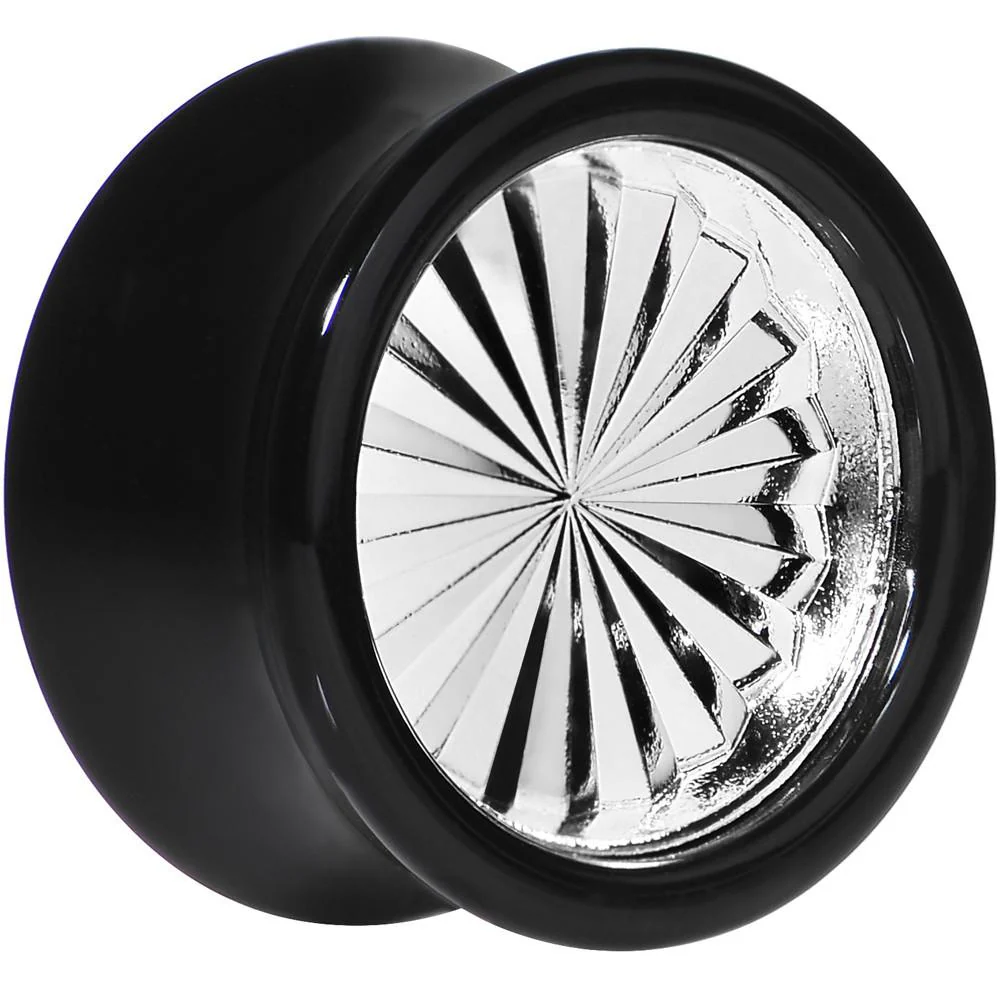 Black Acrylic Silver Flashy Tire Rim Saddle Plug 2G to 20mm - Image 7