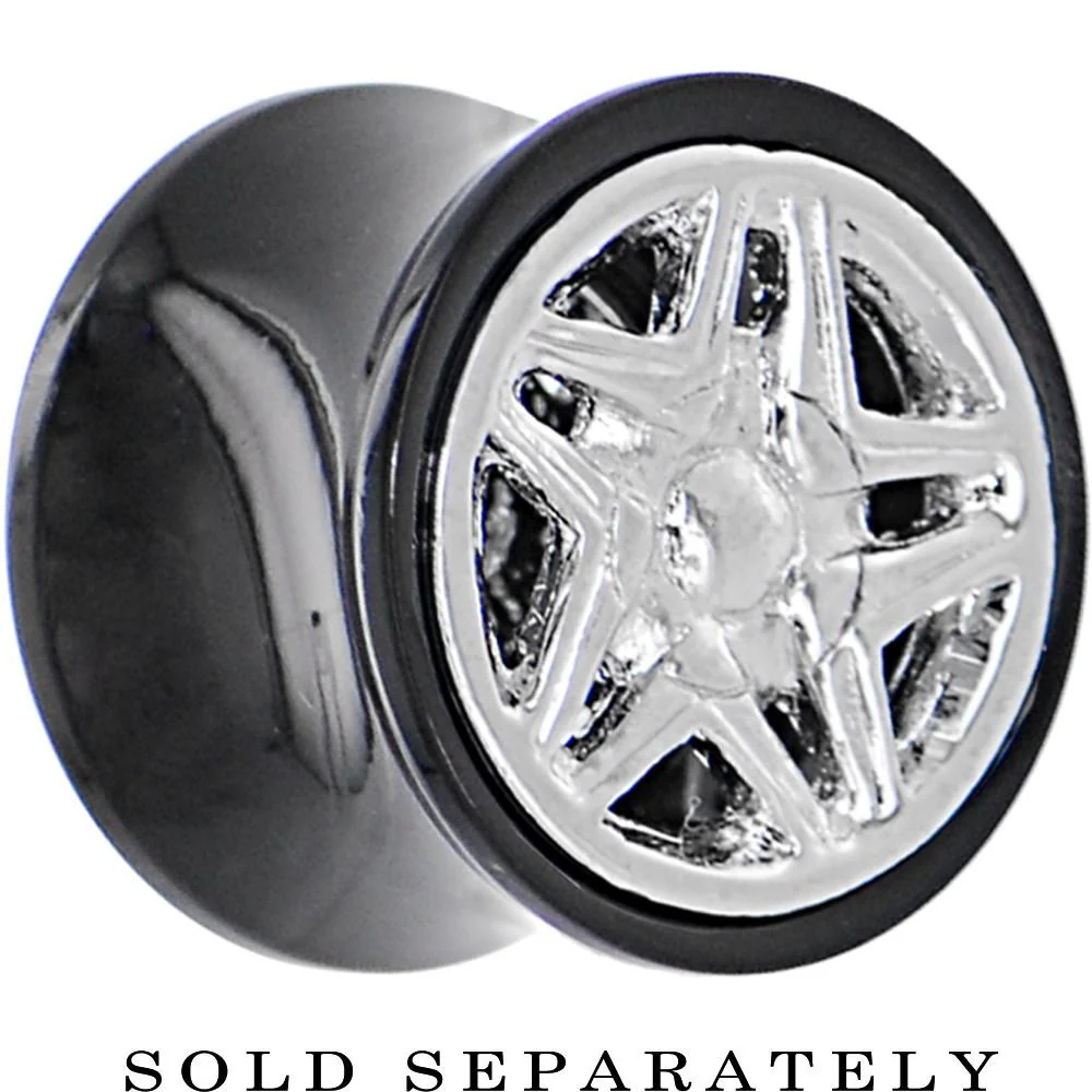 Black Acrylic STAR WHEEL FRAME Saddle Plug 00G to 20mm - Image 2